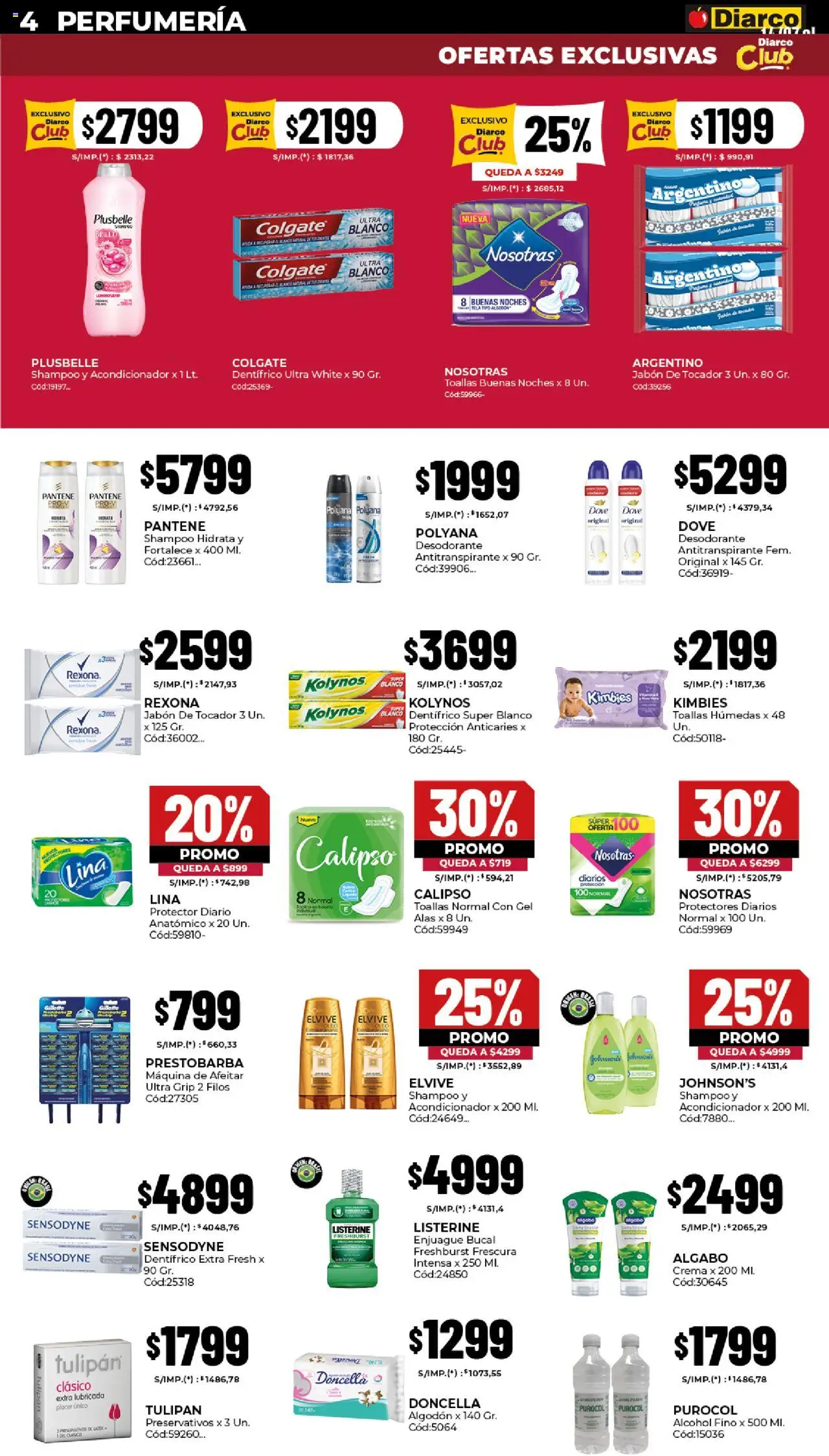 Diarco - Ofertas Pueblo Interior │ válido desde el 20.10.2025 | Página: 4 | Productos: Algodón, Maquina de afeitar, Brillo, Antitranspirante