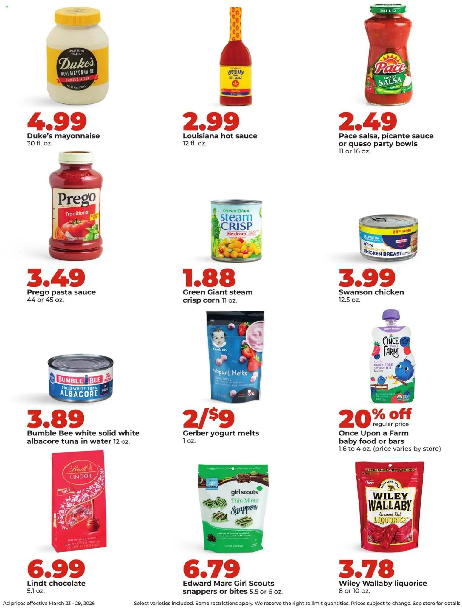 HyVee Weekly Ad - valid from 23.03.2026 | Page: 24 | Products: Chocolate, Pasta, Water, Sauce