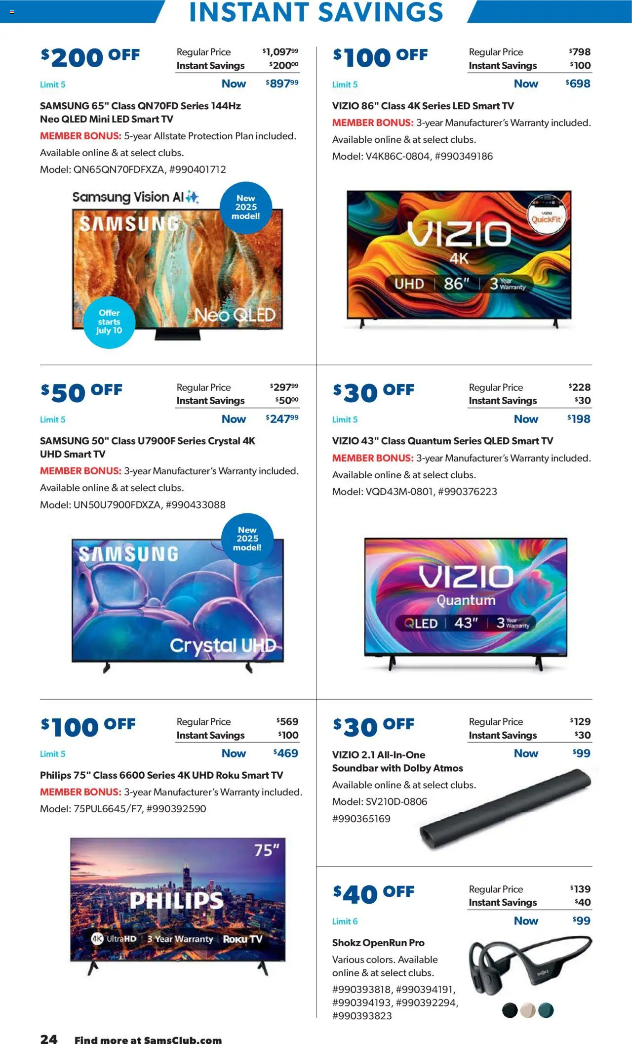 Sam's Club Instant Savings - valid from 23.07.2025 | Page: 24 | Products: Tv