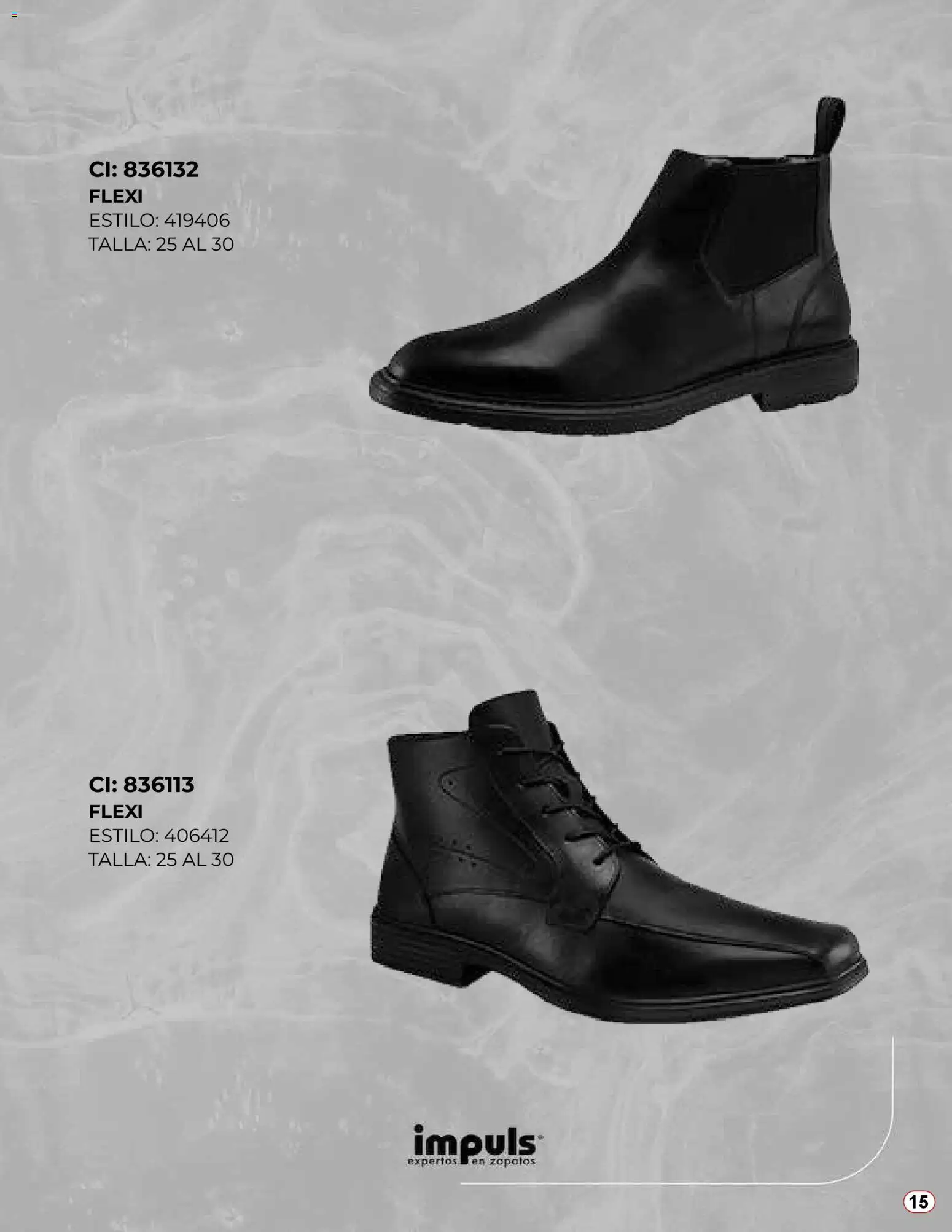Nuevas ofertas de Impuls válidas en toda la República Mexicana desde el 04.11.2025. ¡Encuentra las mejores ofertas en Impuls catálogo De Calzado Flexi 2025! | Página: 15 | Productos: Zapatos
