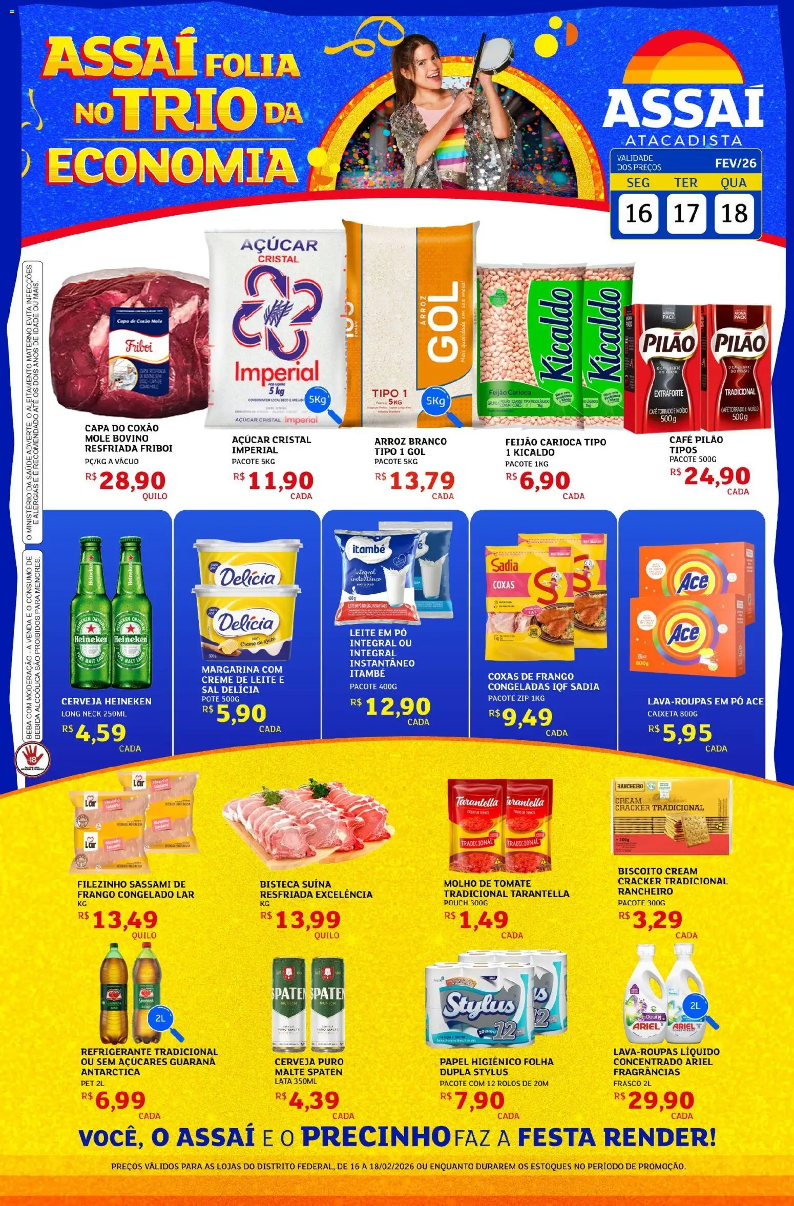 Assaí Atacadista Folheto - válido de 16.02.2026 | Página: 1 | Produtos: Guaraná, Molho de tomate, Creme, Bebida