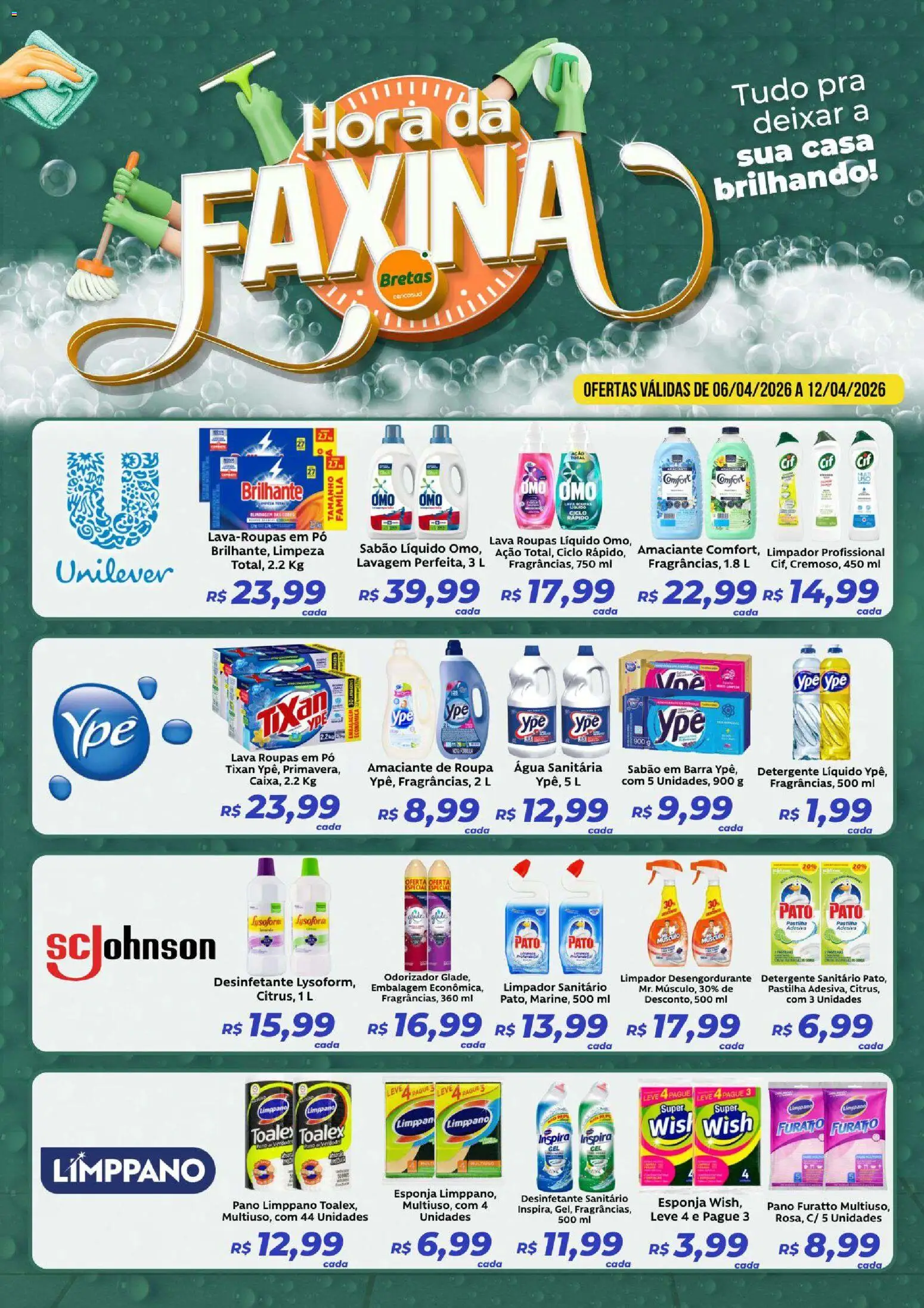Bretas Folheto - válido de 06.04.2026 | Página: 1 | Produtos: Sabão em barra, Desengordurante, Roupas, Amaciante