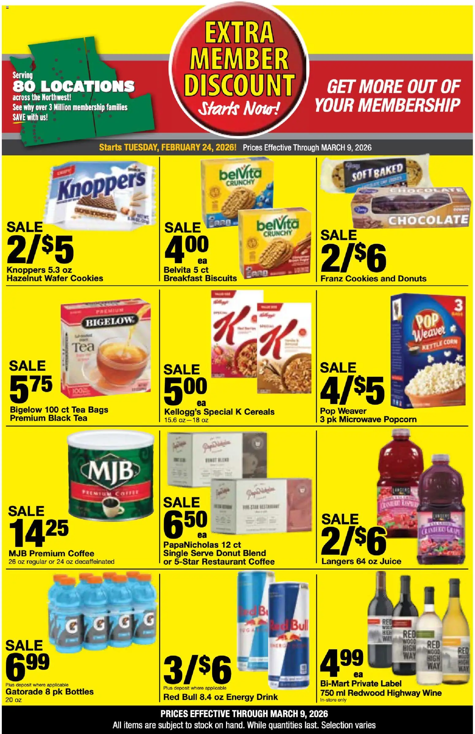 Bi-Mart Extra Member Discount - valid from 24.02.2026 | Page: 11 | Products: Juice, Wine, Cookies, Kettle