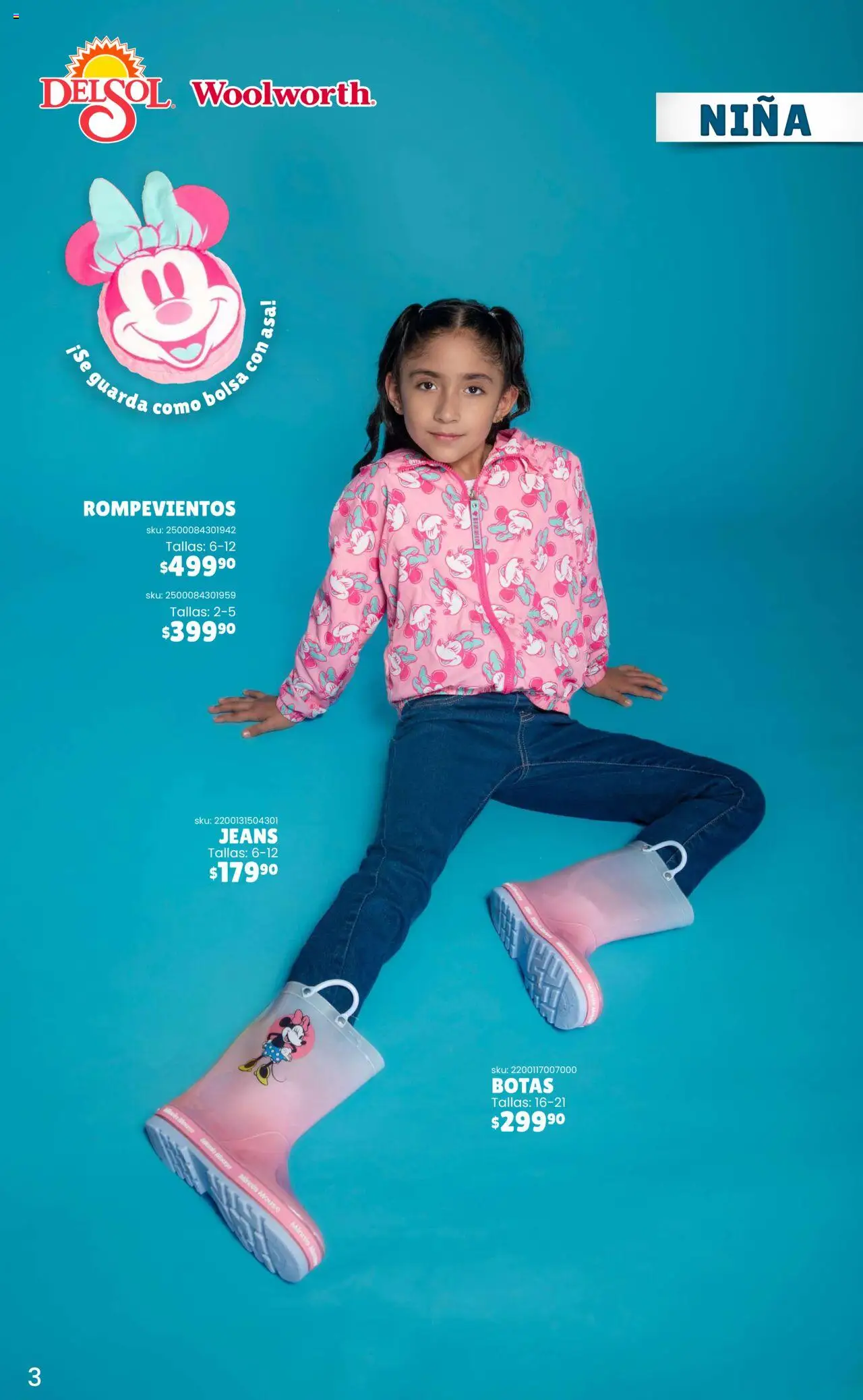 Nuevas ofertas de Del Sol y Woolworth válidas en toda la República Mexicana desde el 25.09.2025. ¡Encuentra las mejores ofertas en Del Sol y Woolworth - Catálogo Rompevientos Disney! | Página: 3 | Productos: Botas, Bolsa, Mouse