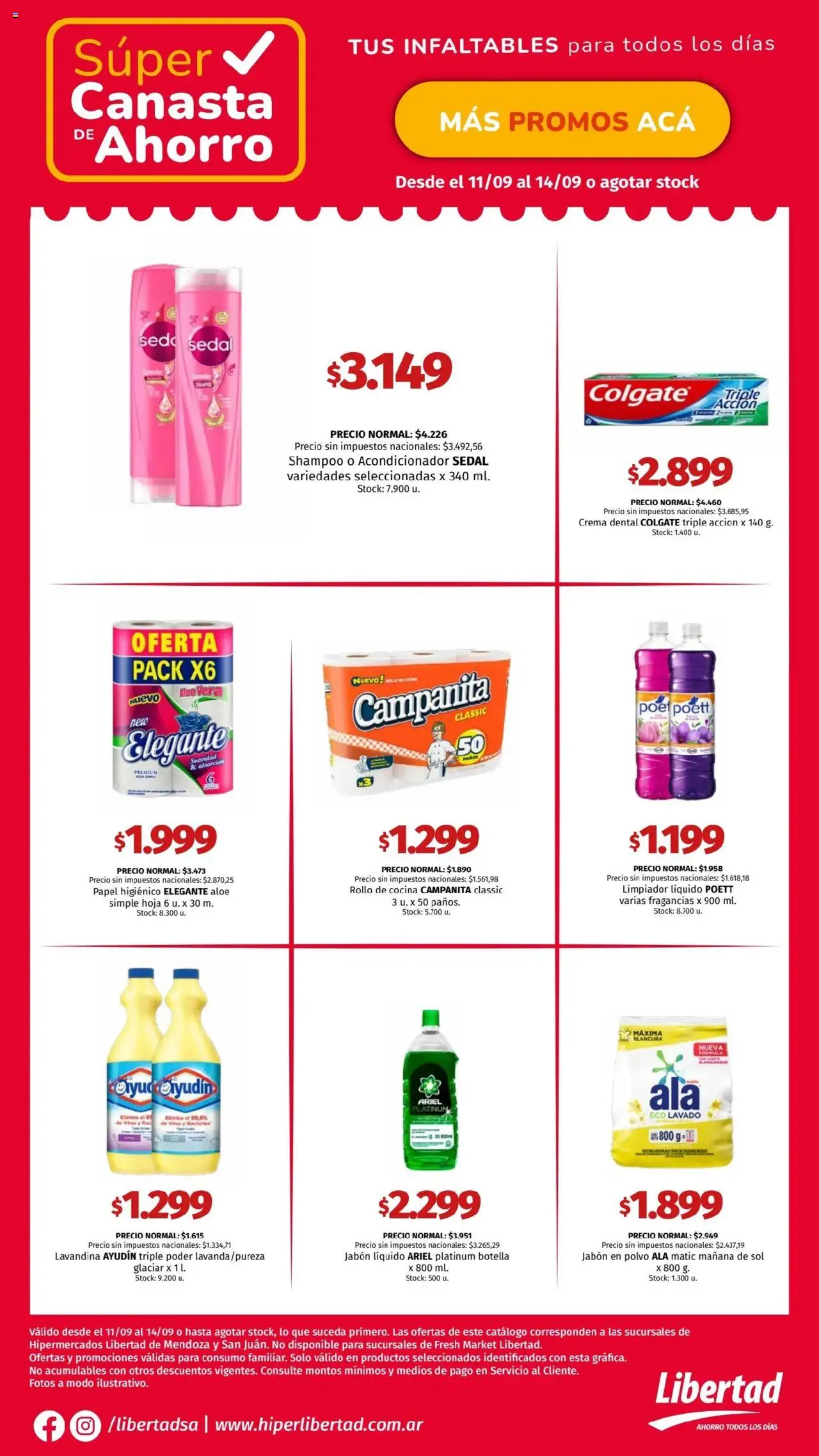 Hipermercado Libertad - Canasta - CUYO │ válido desde el 11.09.2025 | Página: 4 | Productos: Lavandina, Limpiador, Crema, Canasta
