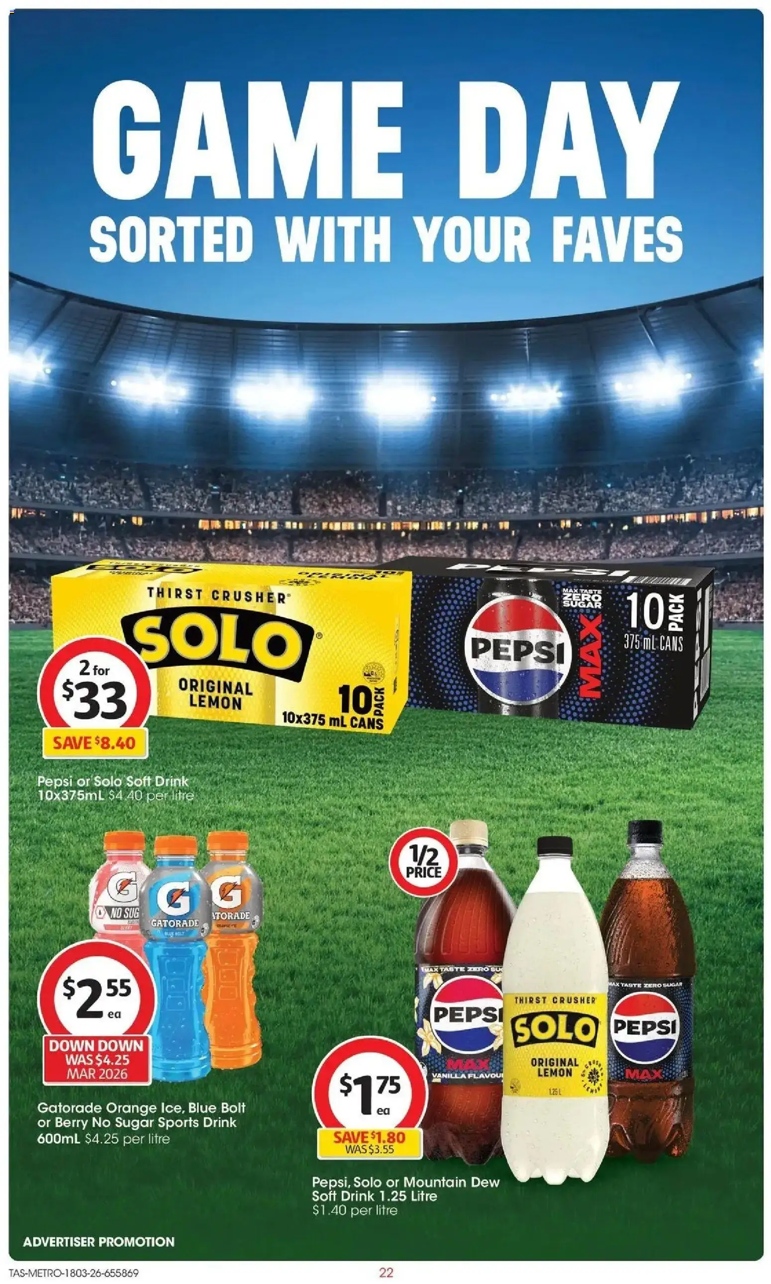 Coles catalogue - valid from 18.03.2026 | Page: 22 | Products: Pepsi, Sugar, Lemon, Game