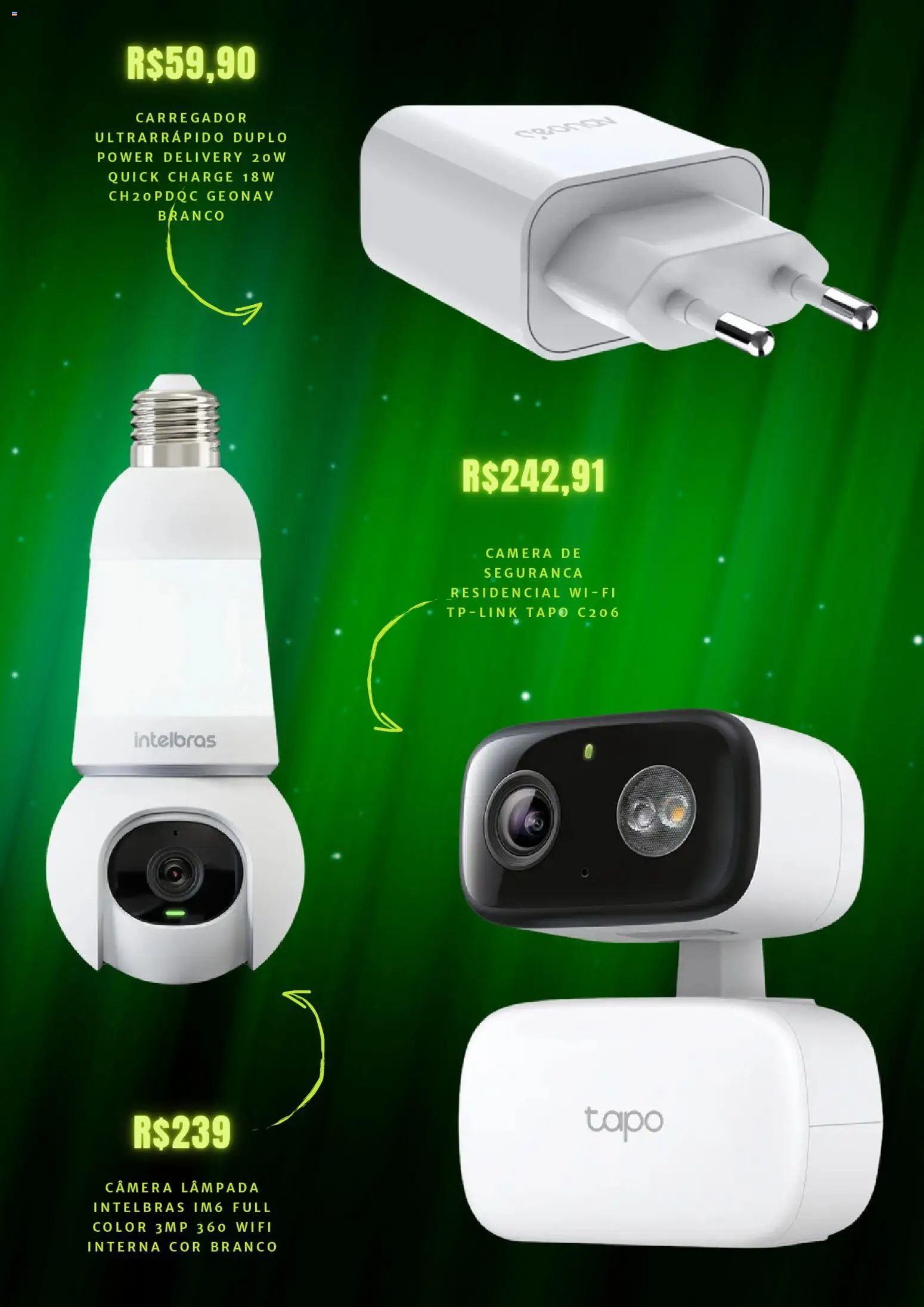 Mercado Livre Folheto - válido de 21.01.2026 | Página: 4 | Produtos: Lâmpada, Câmera de segurança, Câmera