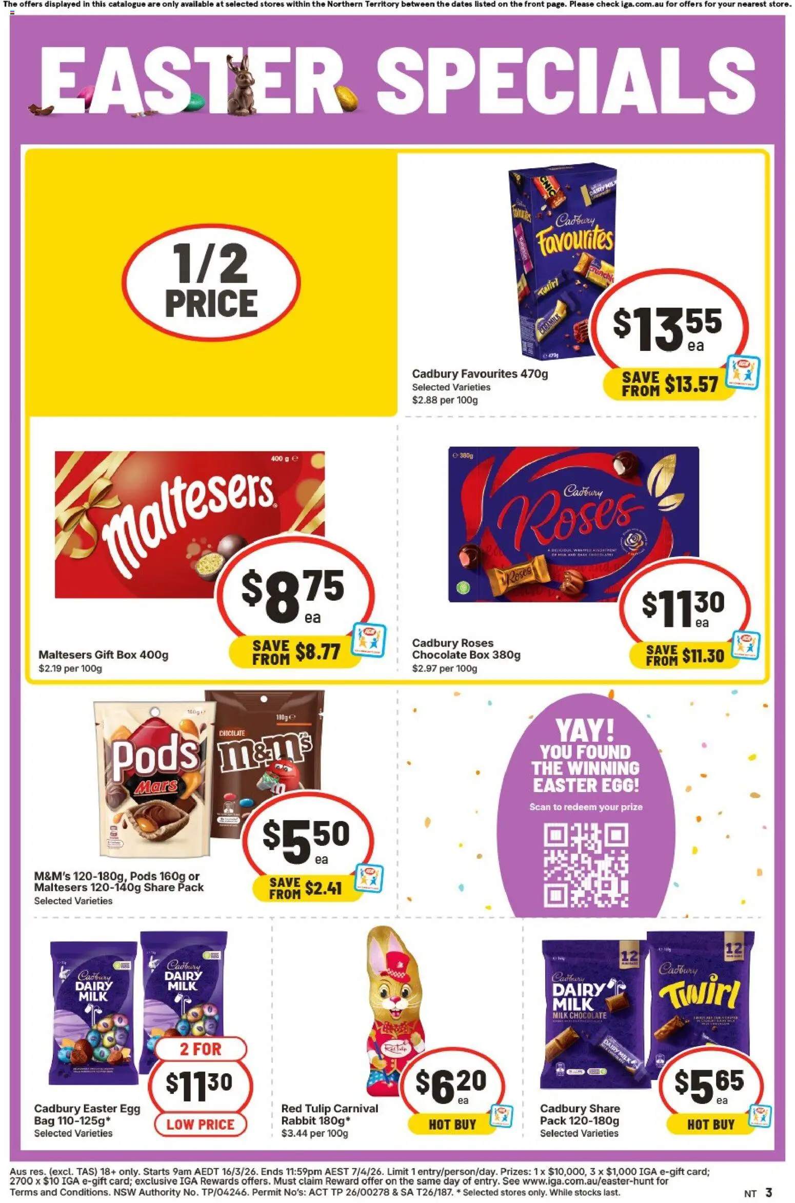 IGA catalogue - valid from 01.04.2026 | Page: 3 | Products: Box, Milk, Chocolate, Bag