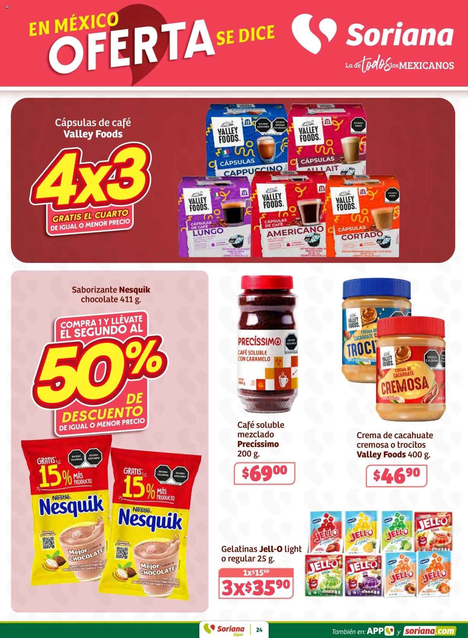 Nuevas ofertas de Soriana válidas en toda la República Mexicana desde el 30.01.2026. ¡Encuentra las mejores ofertas en Soriana - Preciazazaso Súper: Ags, Col, Gto, Jal, Mich! | Página: 24 | Productos: Cacahuate, Crema, Café, Chocolate