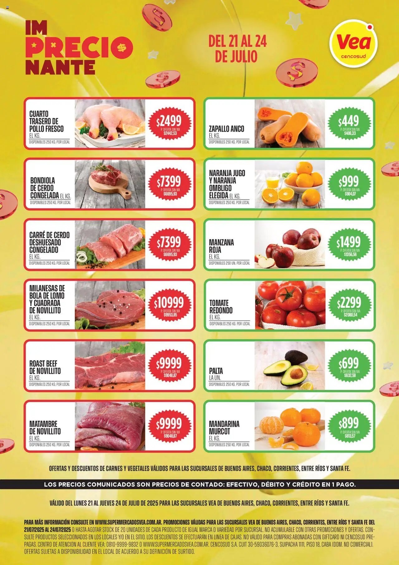 Vea ofertas │ válido desde el 21.07.2025 | Página: 1 | Productos: Pollo, Manzana, Jugo, Cerdo