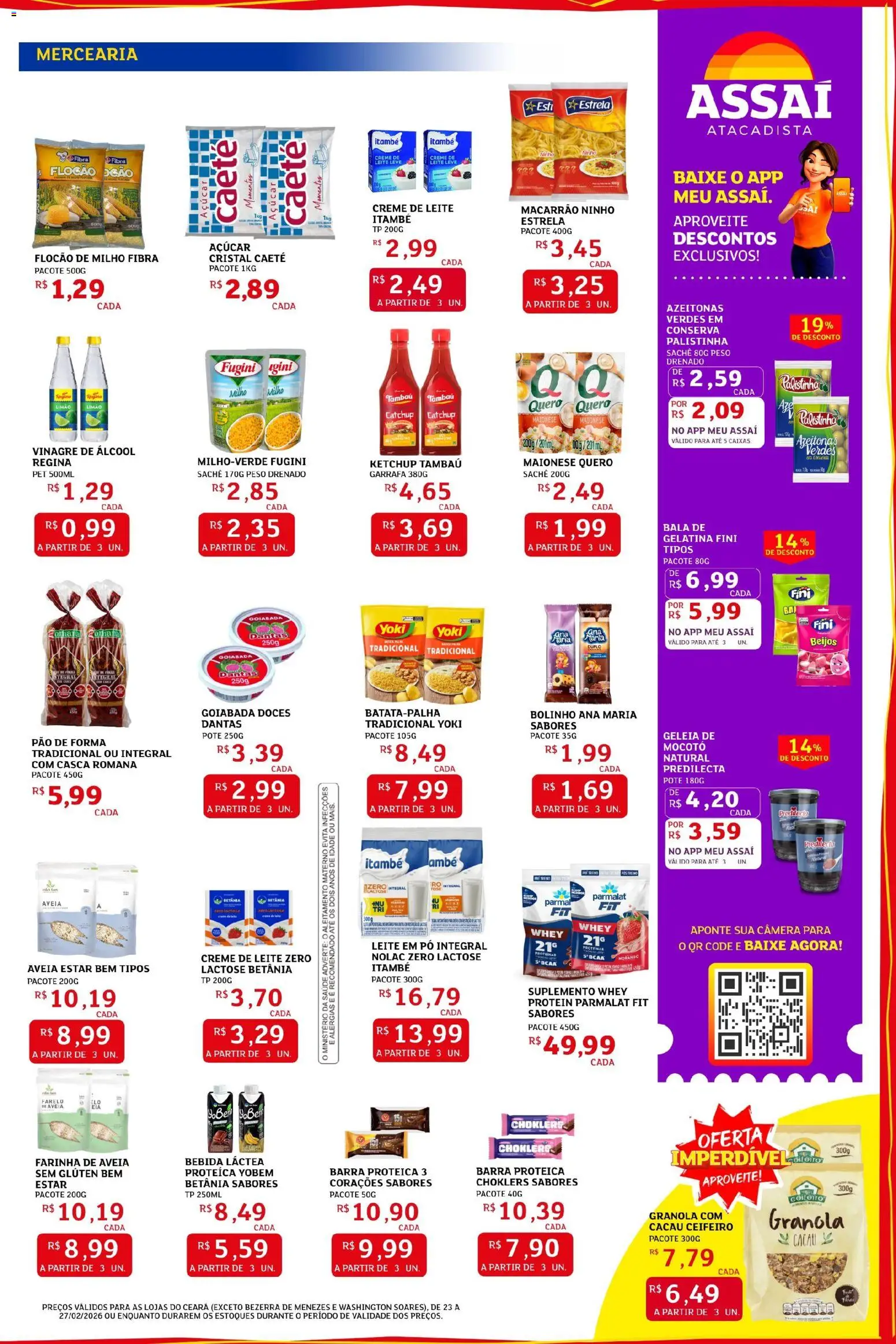 Assaí Atacadista Folheto - válido de 23.02.2026 | Página: 3 | Produtos: Ketchup, Pão de forma, Bebida, Aveia