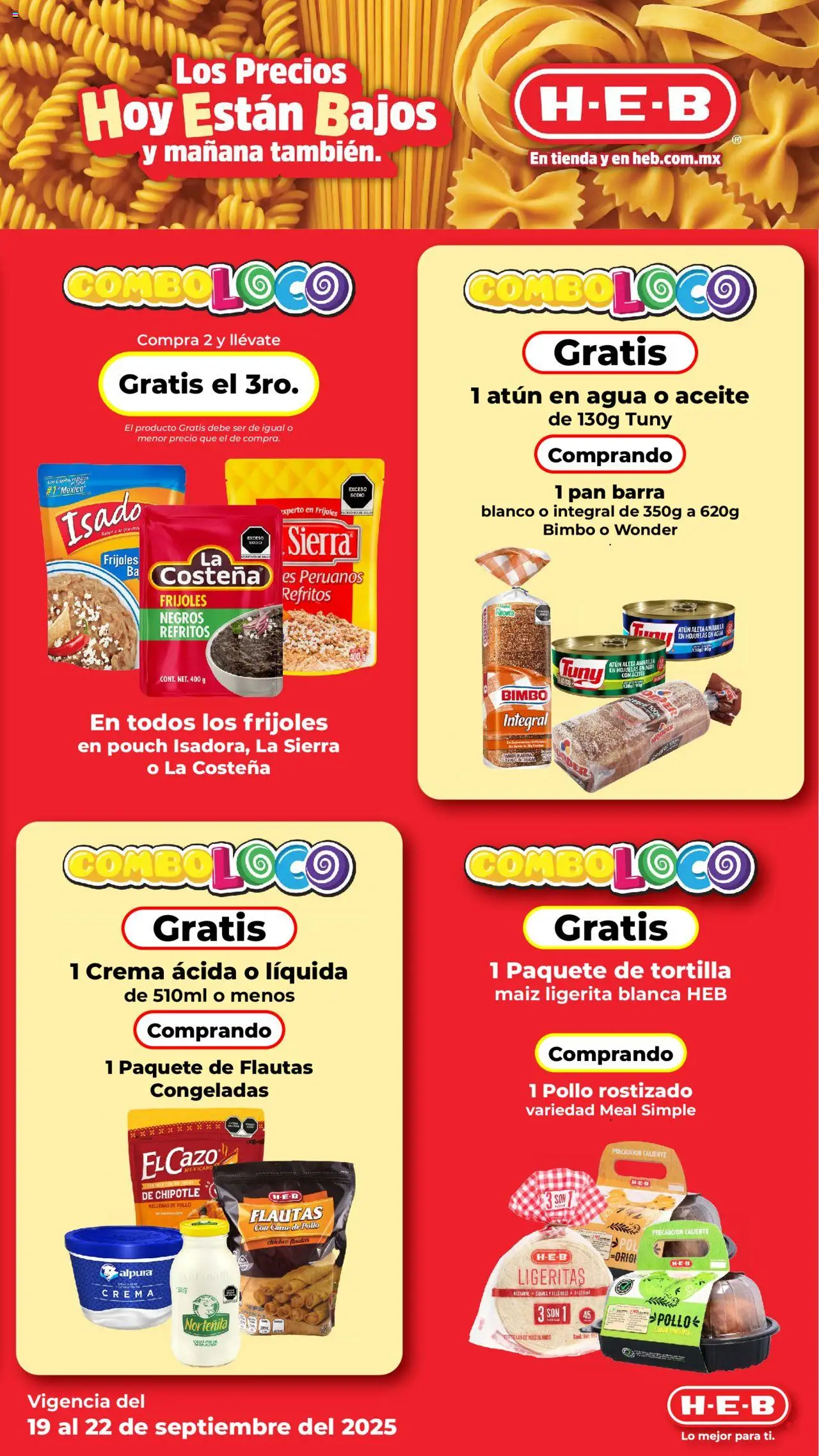 Nuevas ofertas de H-E-B válidas en toda la República Mexicana desde el 19.09.2025. ¡Encuentra las mejores ofertas en H-E-B - Folleto! | Página: 3 | Productos: Agua, Pan, Hojuelas, Sierra