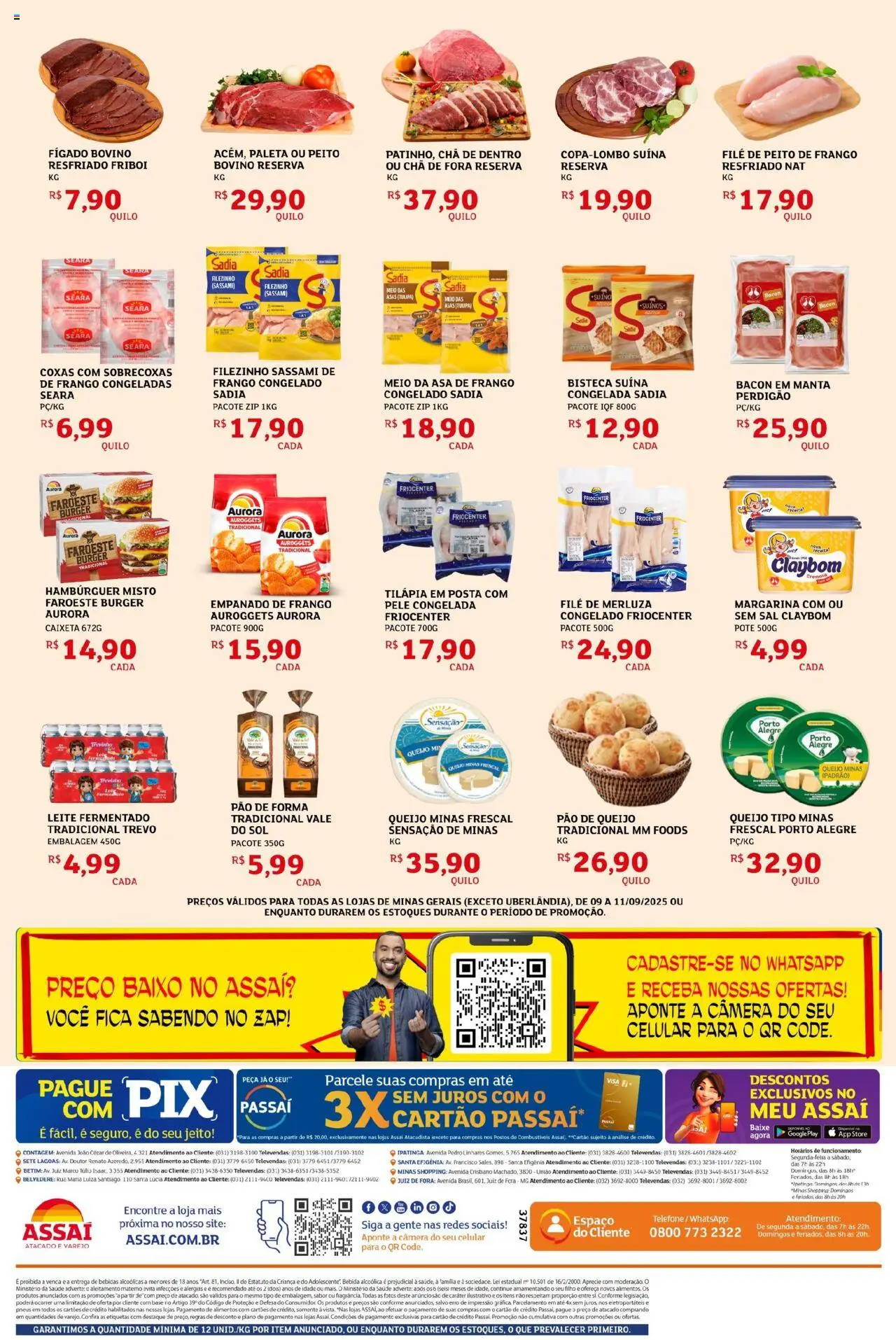 Assaí Atacadista Folheto - válido de 09.09.2025 | Página: 2 | Produtos: Chá, Hambúrguer, Bebida, Telefone