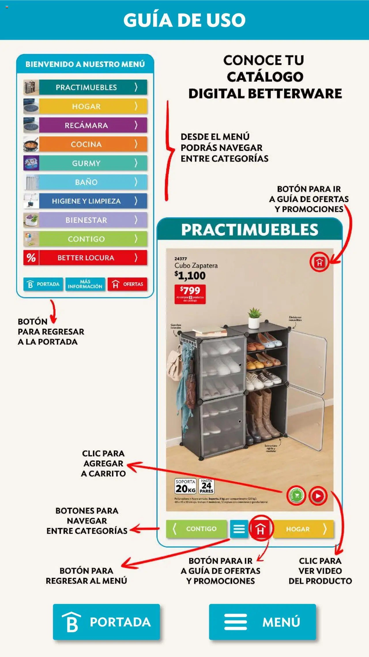 Nuevas ofertas de Betterware válidas en toda la República Mexicana desde el 29.09.2025. ¡Encuentra las mejores ofertas en Betterware - Campaña 10 2025! | Página: 122 | Productos: Cocina, Modular, Baño, Video