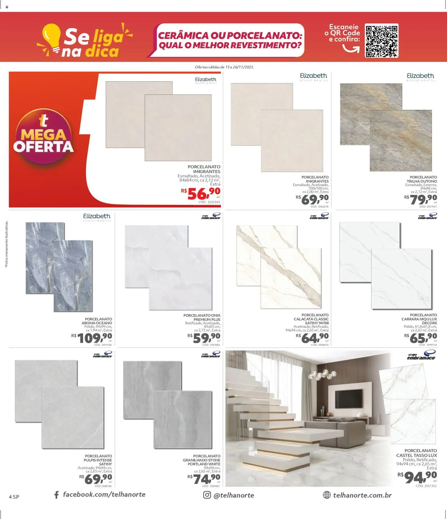 Telhanorte Folheto - válido de 13.11.2025 | Página: 4 | Produtos: Porcelanato