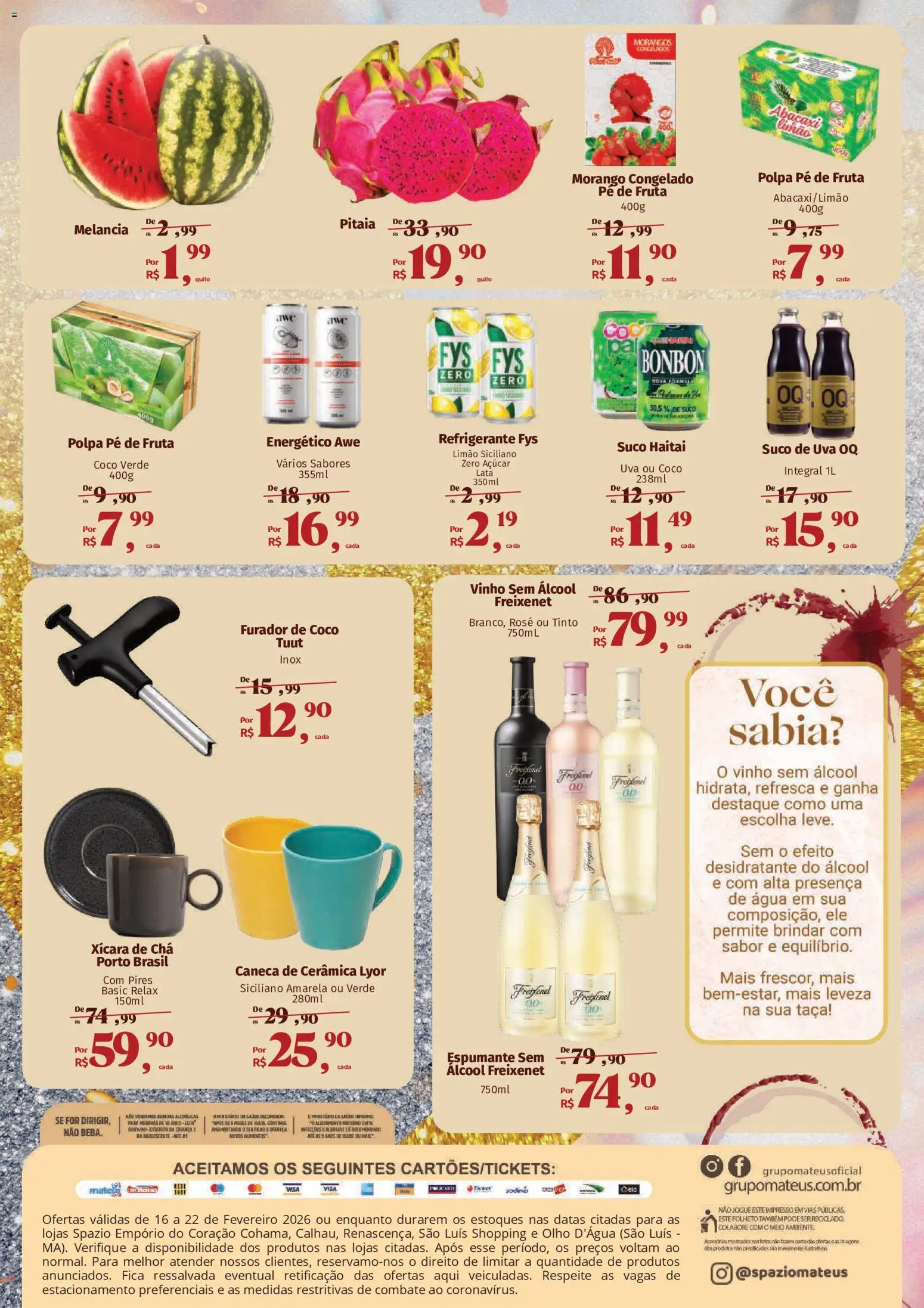 Mateus Folheto - válido de 16.02.2026 | Página: 2 | Produtos: Espumante, Chá, Açúcar, Refrigerante