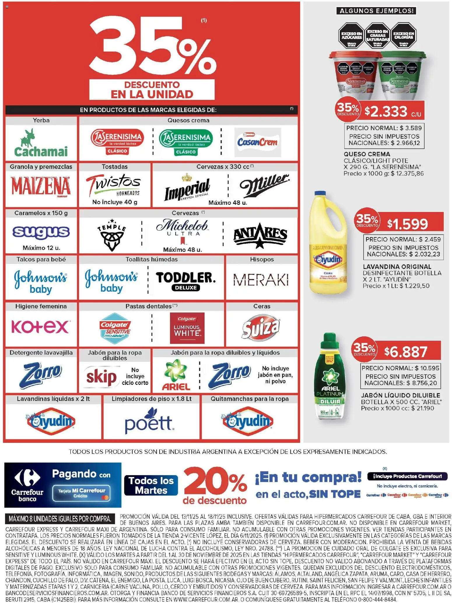 Carrefour ofertas │ válido desde el 13.11.2025 | Página: 6 | Productos: Desinfectante, Jabón líquido, Cerdo, Crema