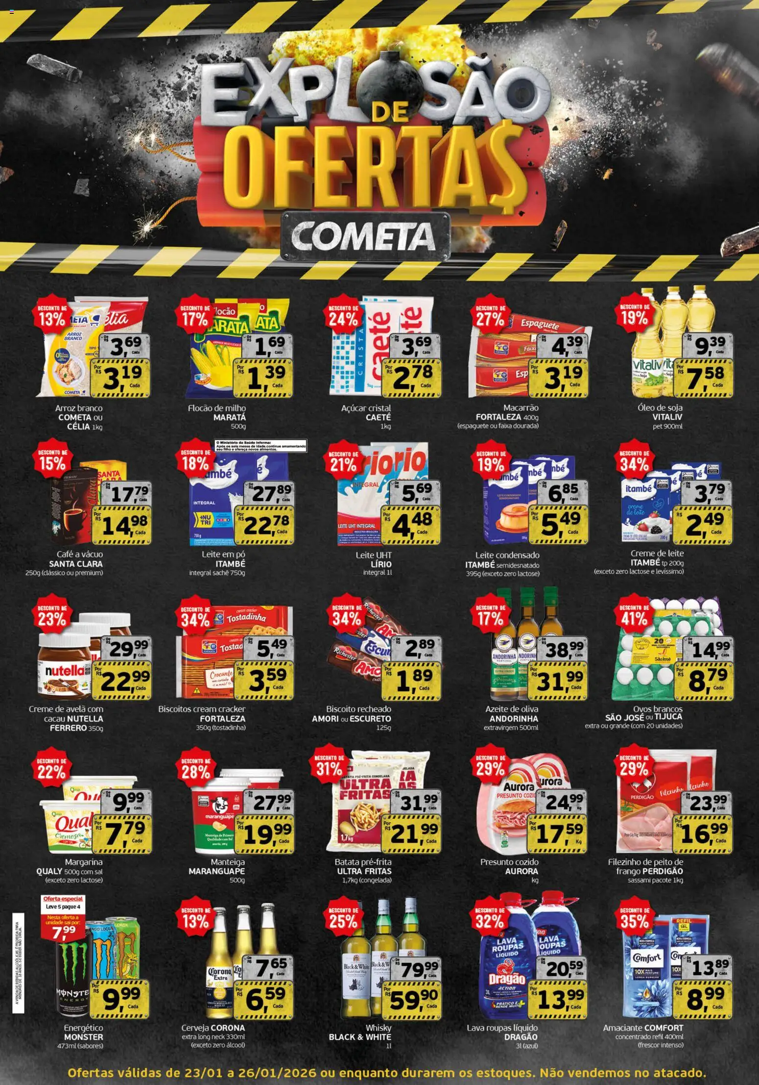 Cometa Supermercados Folheto - válido de 23.01.2026 | Página: 1 | Produtos: Espaguete, Biscoito, Biscoitos, Soja