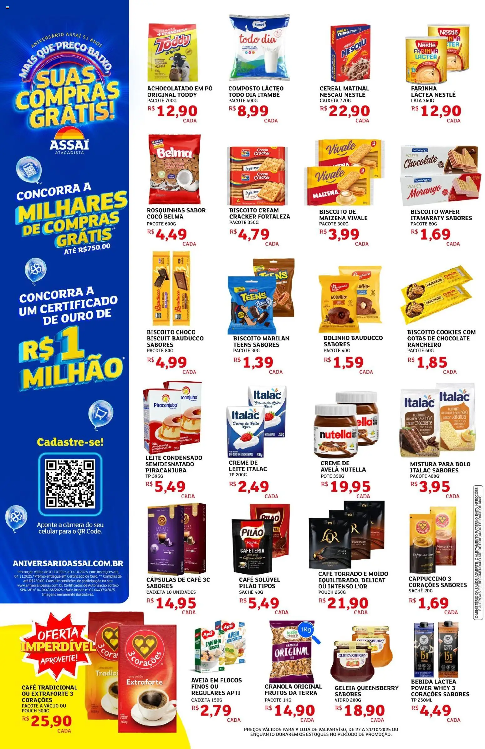 Assaí Atacadista Folheto - válido de 27.10.2025 | Página: 2 | Produtos: Celular, Achocolatado, Creme de leite, Creme de avelã