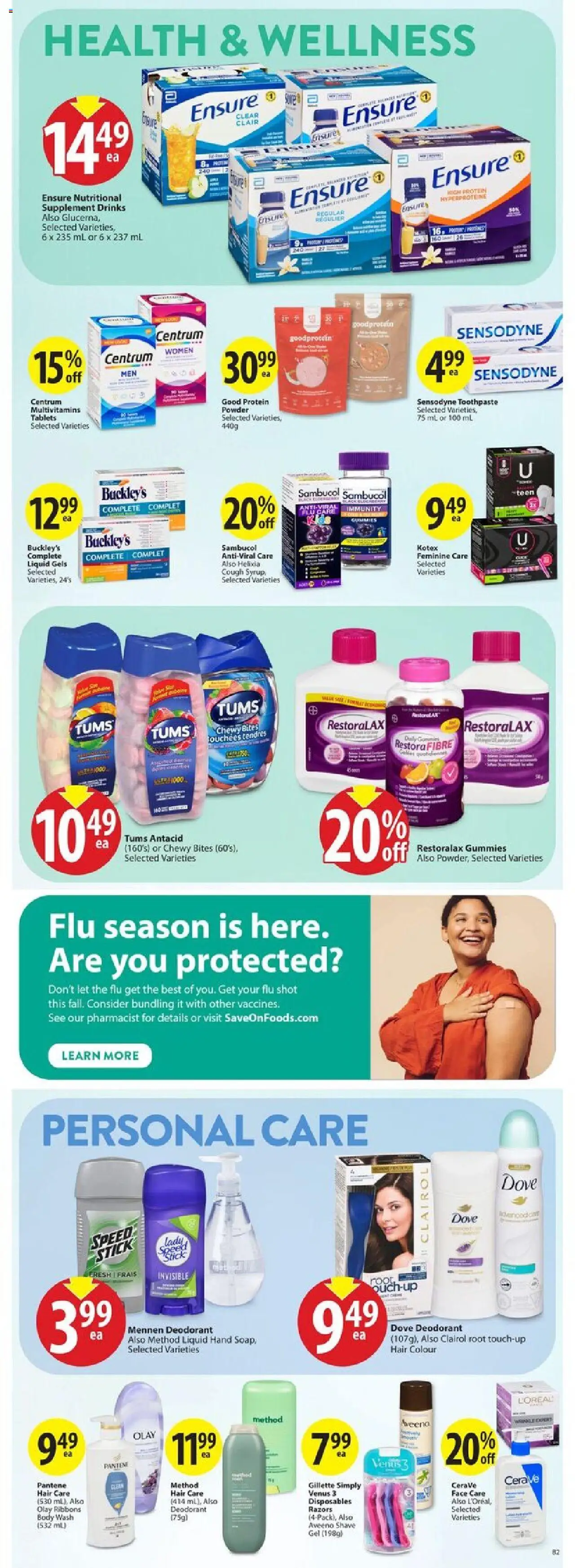 Save on foods flyer valid from 16.10.2025 | Page: 24 | Products: Powder, Body wash, Deodorant, Toothpaste