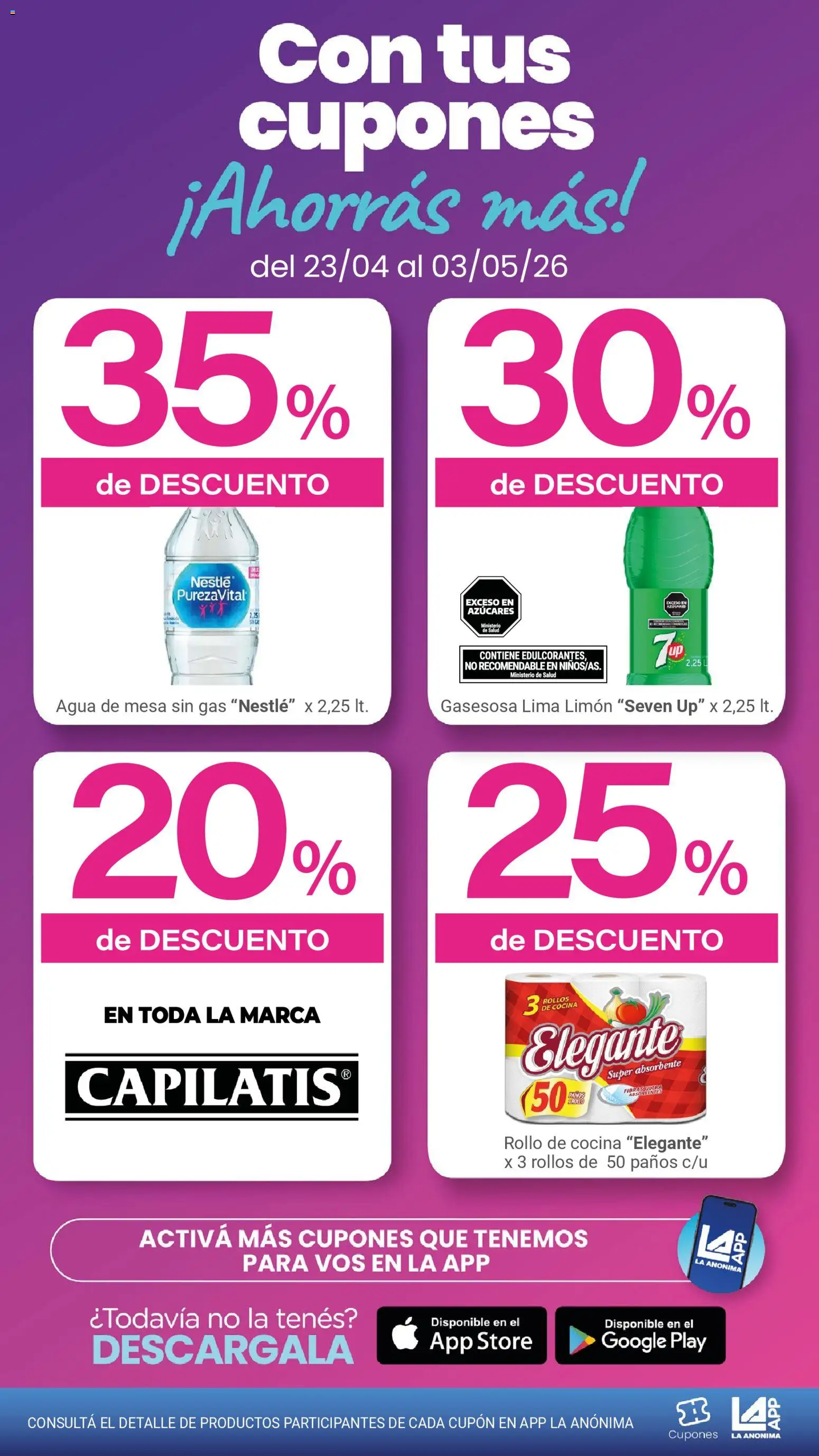 La Anonima catálogo │ válido desde el 23.04.2026 | Página: 3 | Productos: Cocina, Lima, Agua, Limón