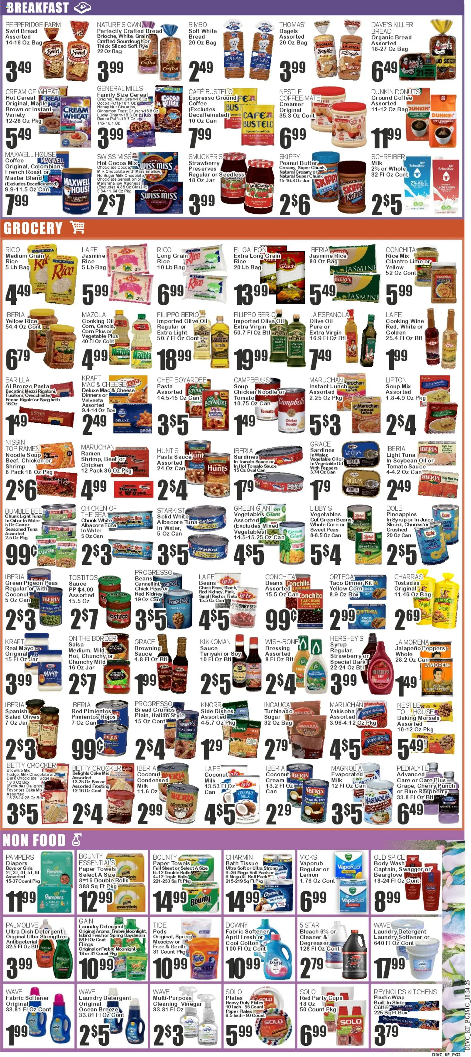 Food Universe Weekly Ad - valid from 24.10.2025 | Page: 2 | Products: Milk, Rice, Sugar, Bag