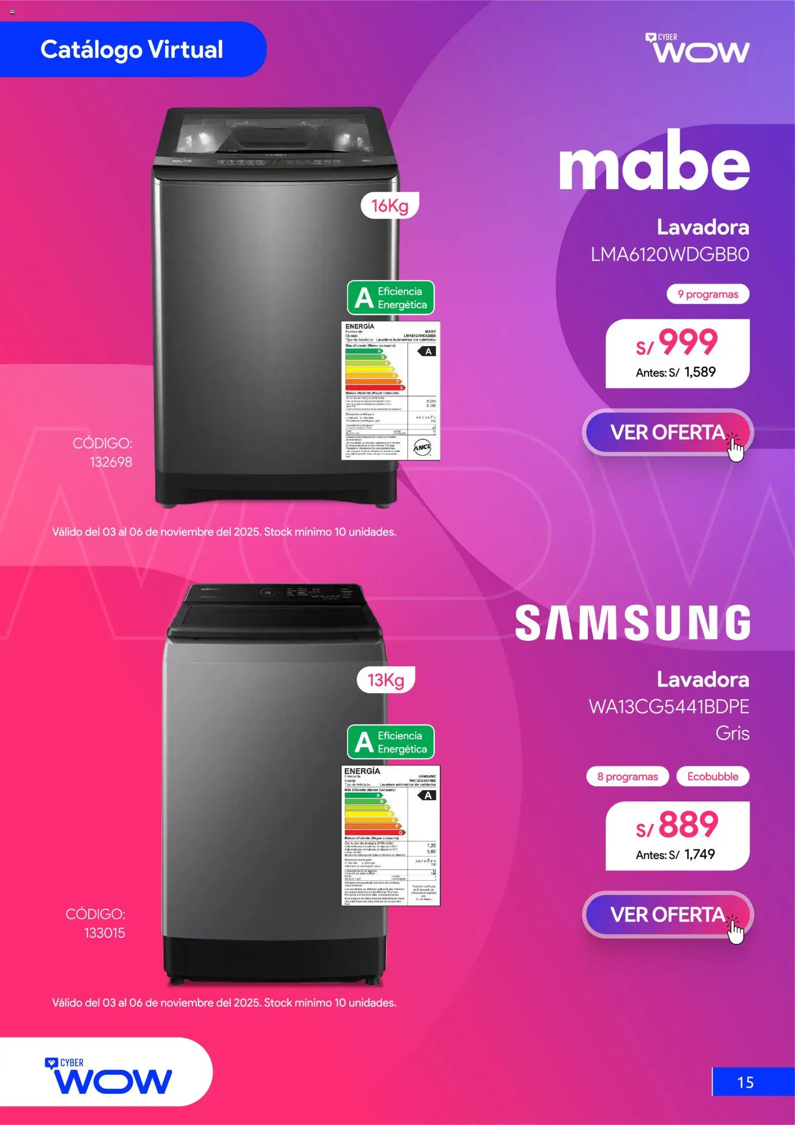 Catálogo Hiraoka válido desde 03.11.2025 | Página: 16 | Productos: Lavadora