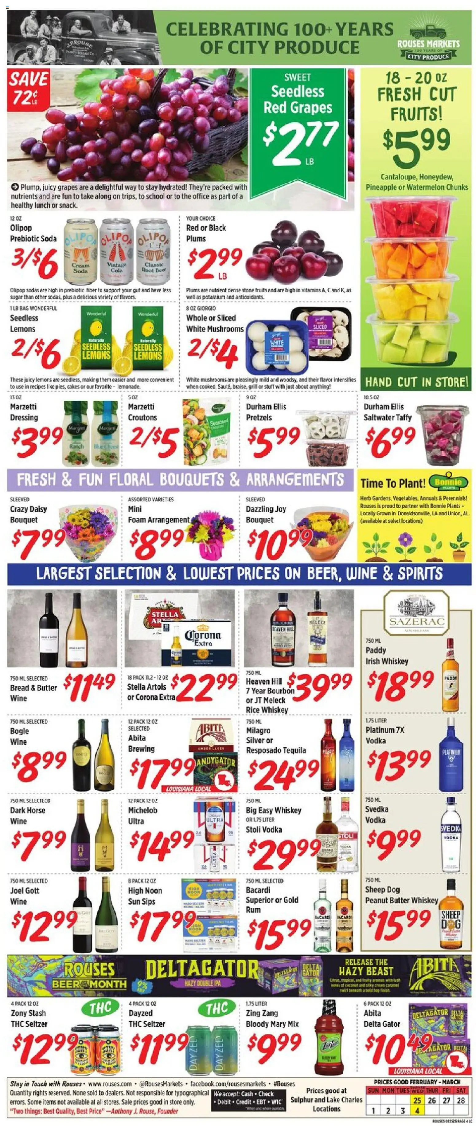 Rouses Weekly Ad - valid from 25.02.2026 | Page: 6 | Products: Mushrooms, Bread, Sugar, Watermelon