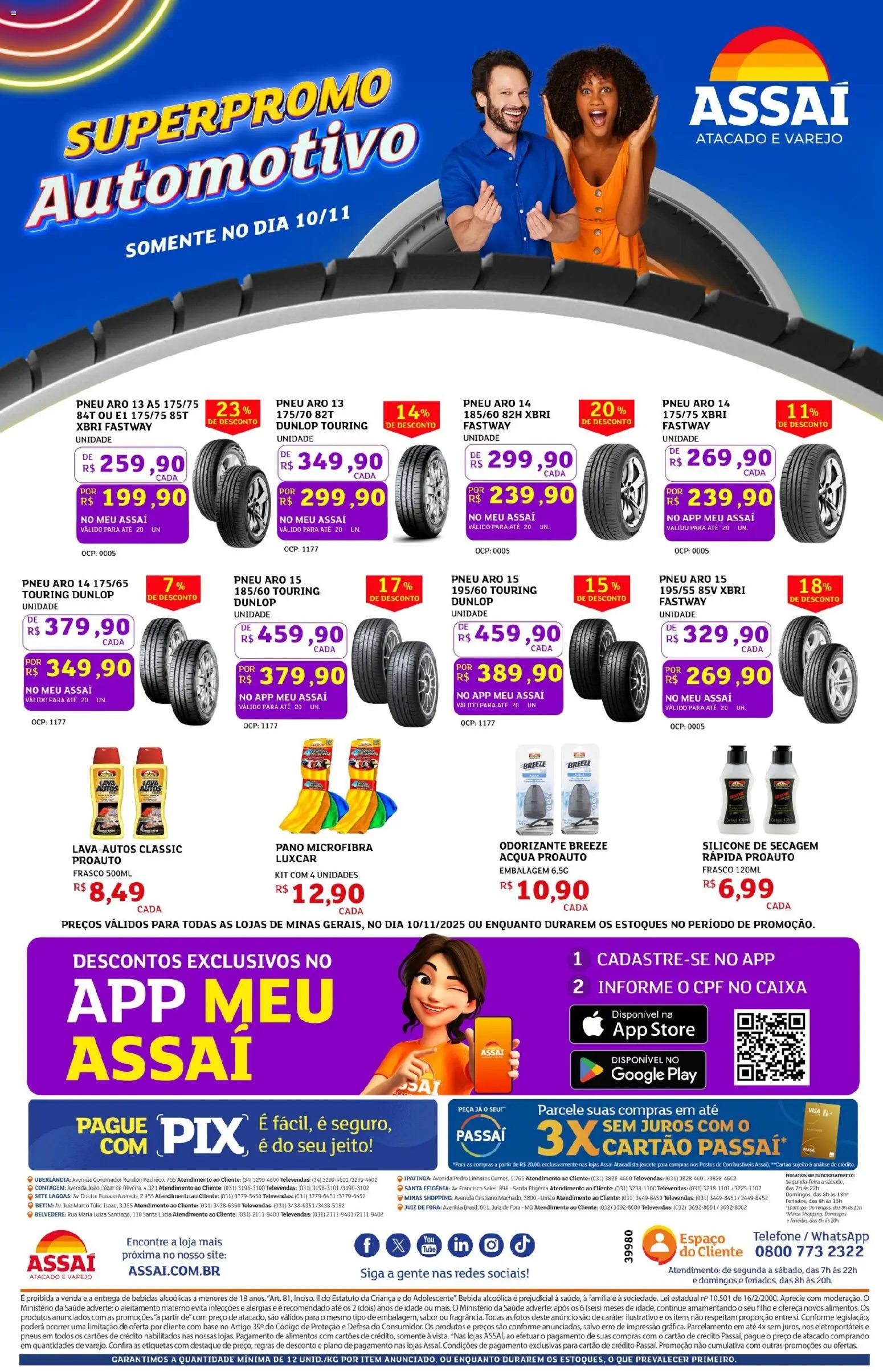 Assaí Atacadista Folheto - válido de 10.11.2025 | Página: 1 | Produtos: Pó, Caixa, Pneus, Bebida