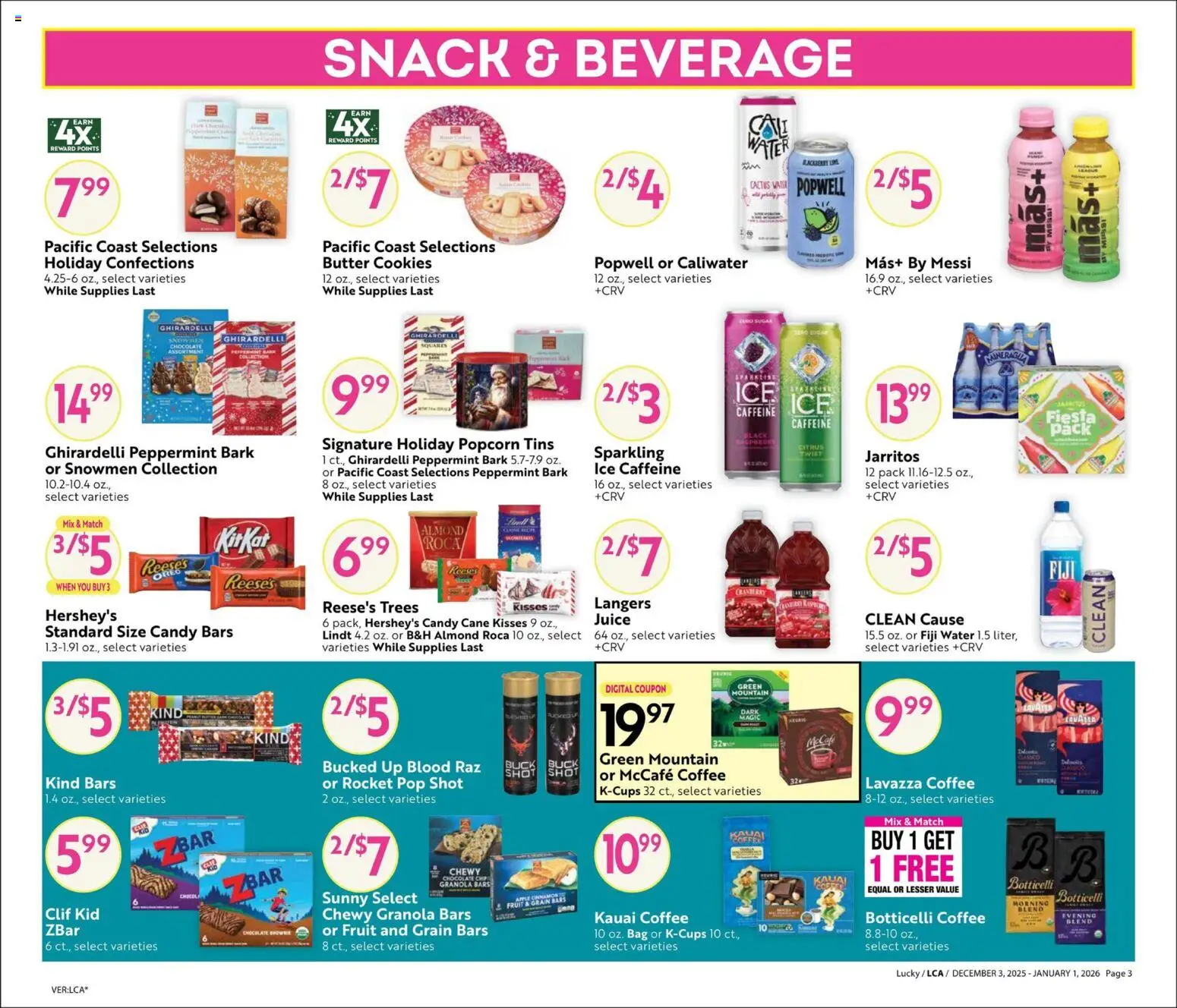 Lucky Supermarkets Big Book of Savings - valid from 03.12.2025 | Page: 3 | Products: Chocolate, Juice, Cookies, Chocolate Chip