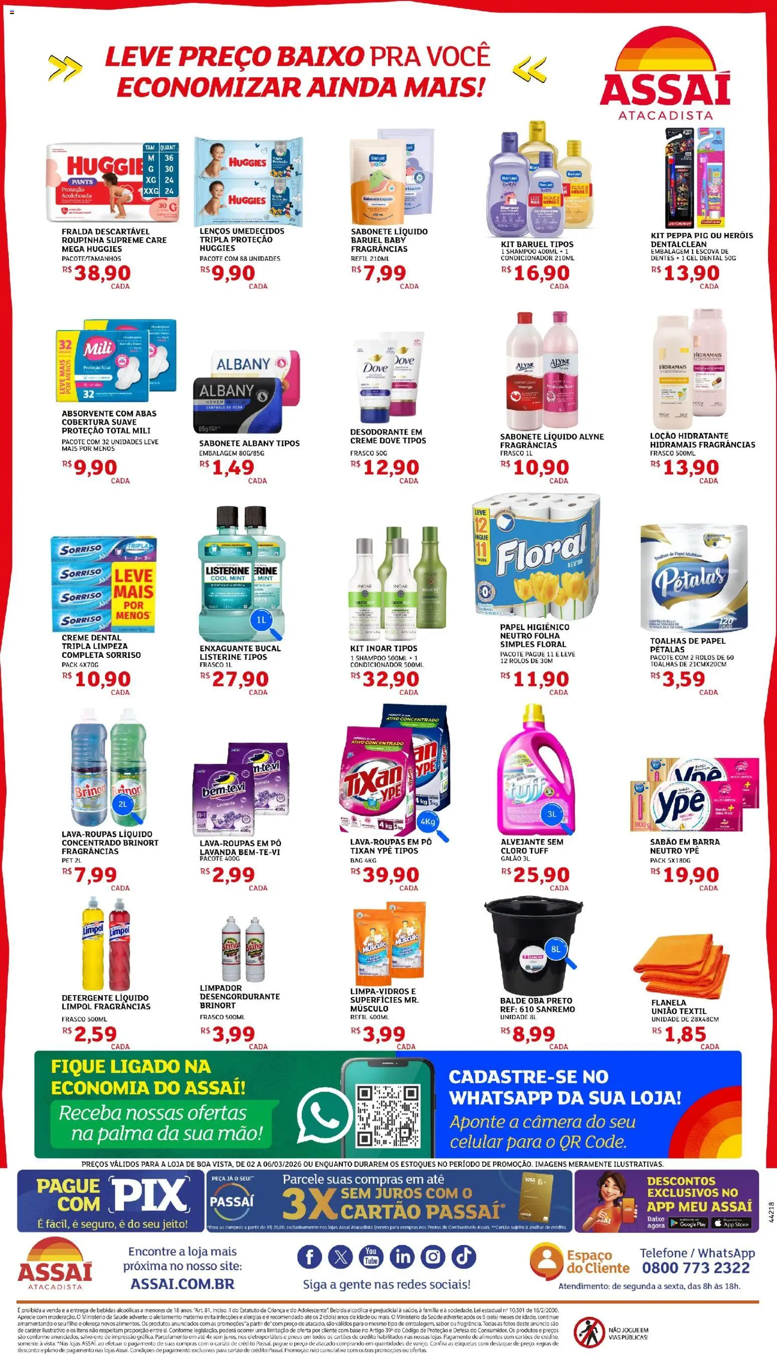 Assaí Atacadista Folheto - válido de 02.03.2026 | Página: 4 | Produtos: Pneus, Flanela, Creme dental, Sabonete líquido