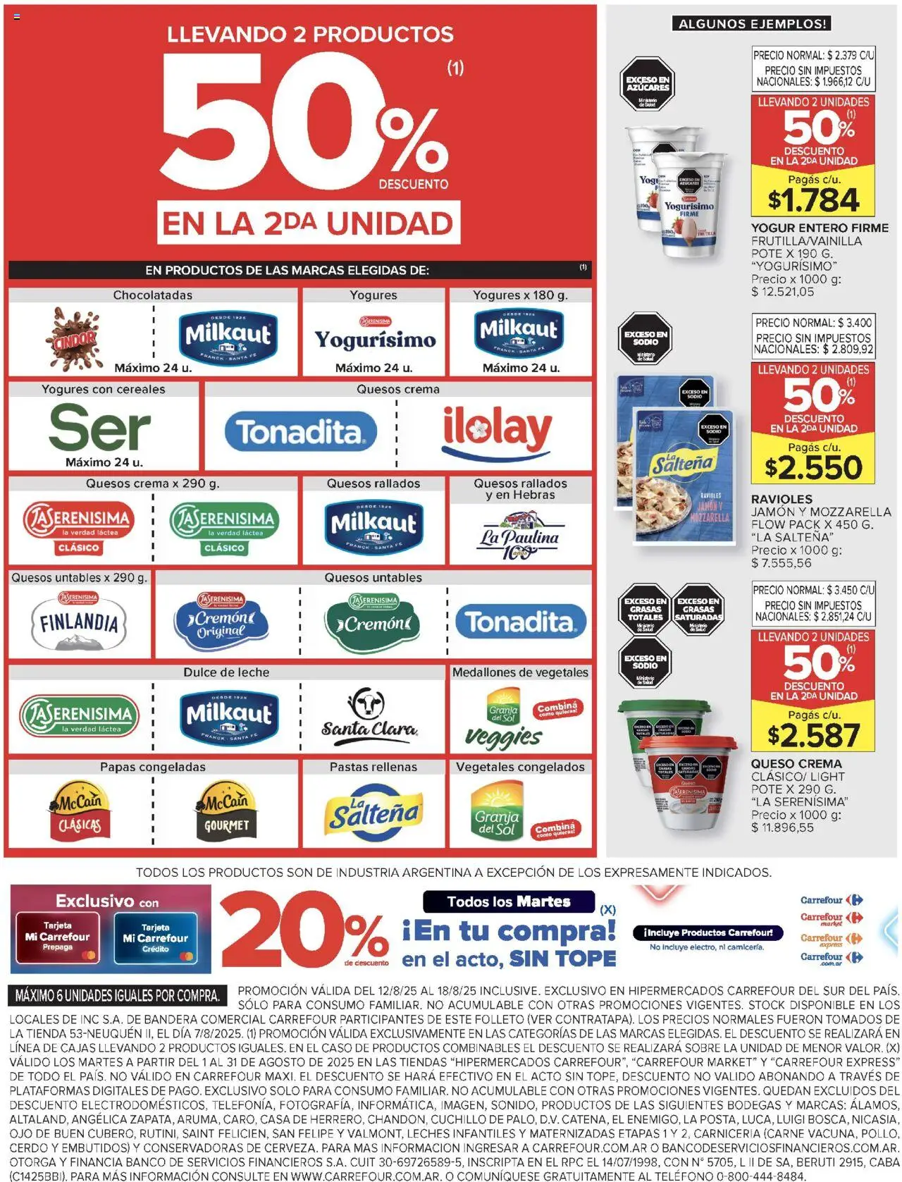 Carrefour ofertas │ válido desde el 12.08.2025 | Página: 6 | Productos: Teléfono, Queso crema, Cereales, Crema