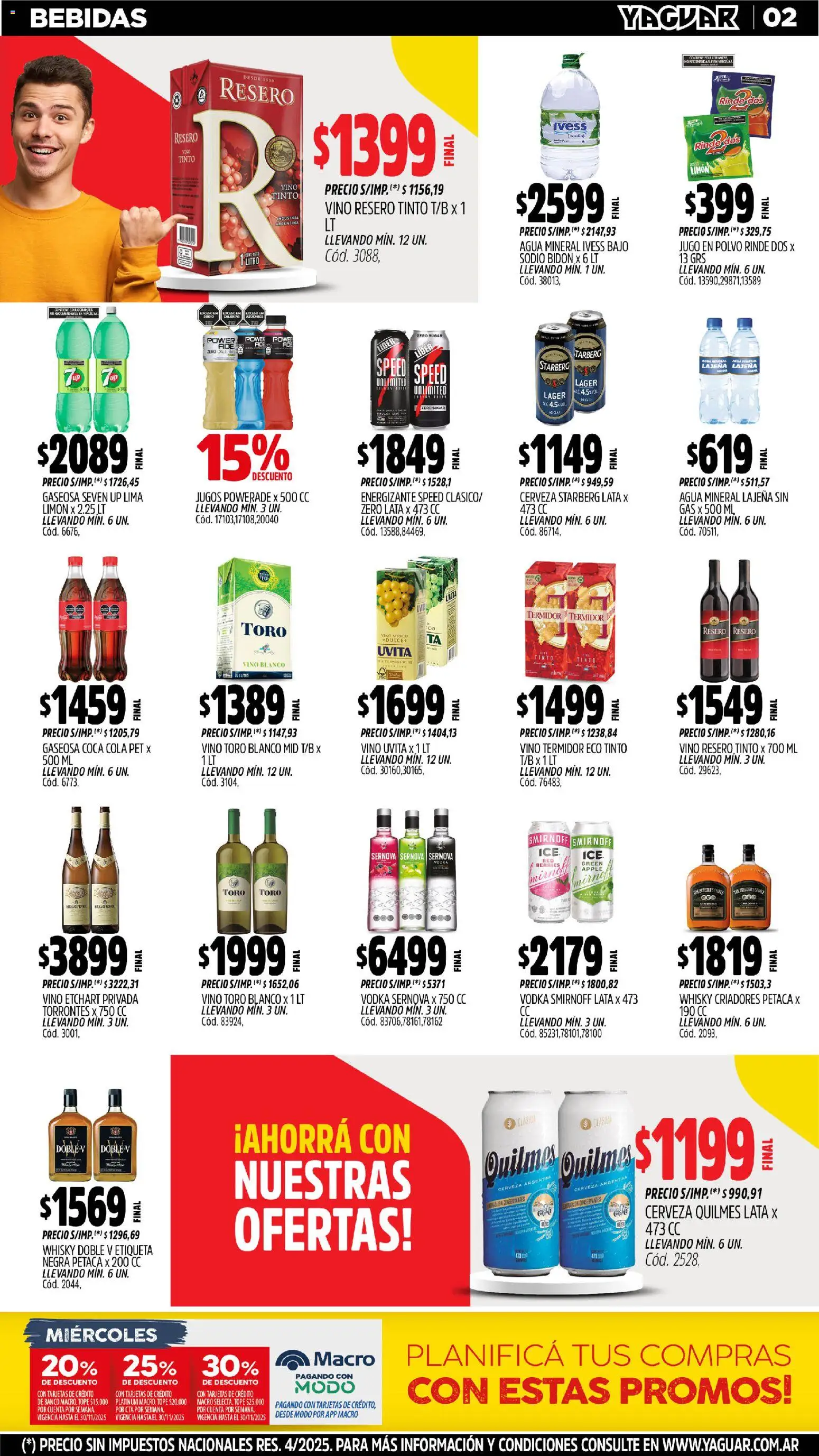 Yaguar - Neuquén │ válido desde el 17.11.2025 | Página: 2 | Productos: Agua, Jugo, Vino, Cerveza