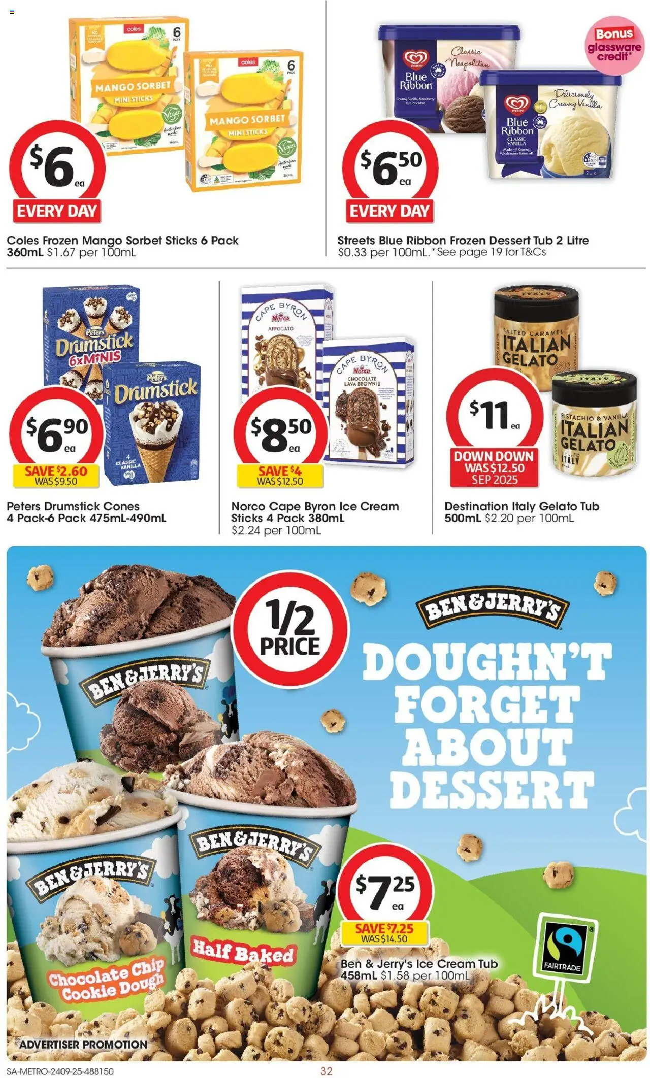 Coles catalogue - valid from 24.09.2025 | Page: 32 | Products: Chocolate, Glassware, Ice cream, Mango