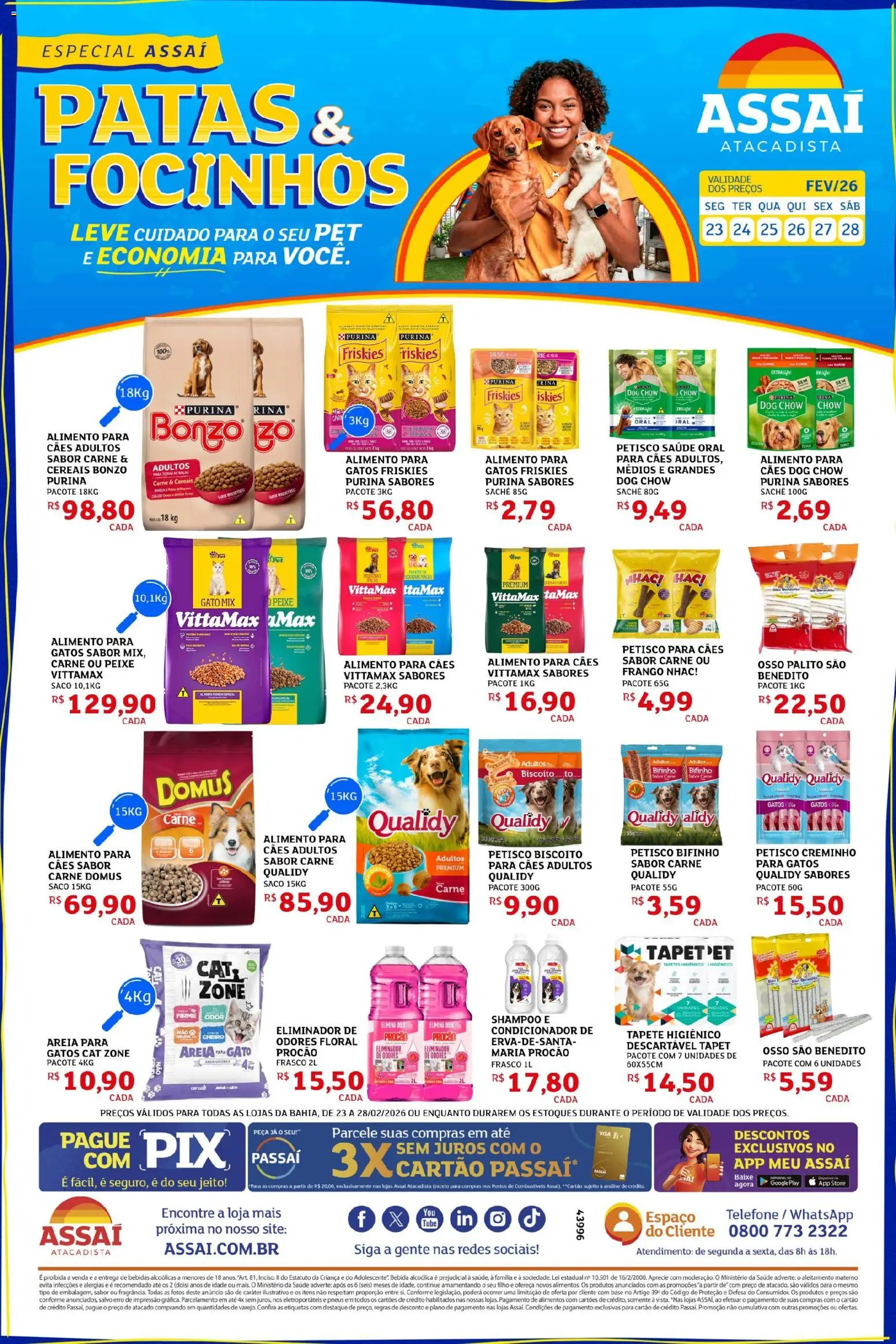 Assaí Atacadista Folheto - válido de 23.02.2026 | Página: 1 | Produtos: Areia, Biscoito, Peixe, Base