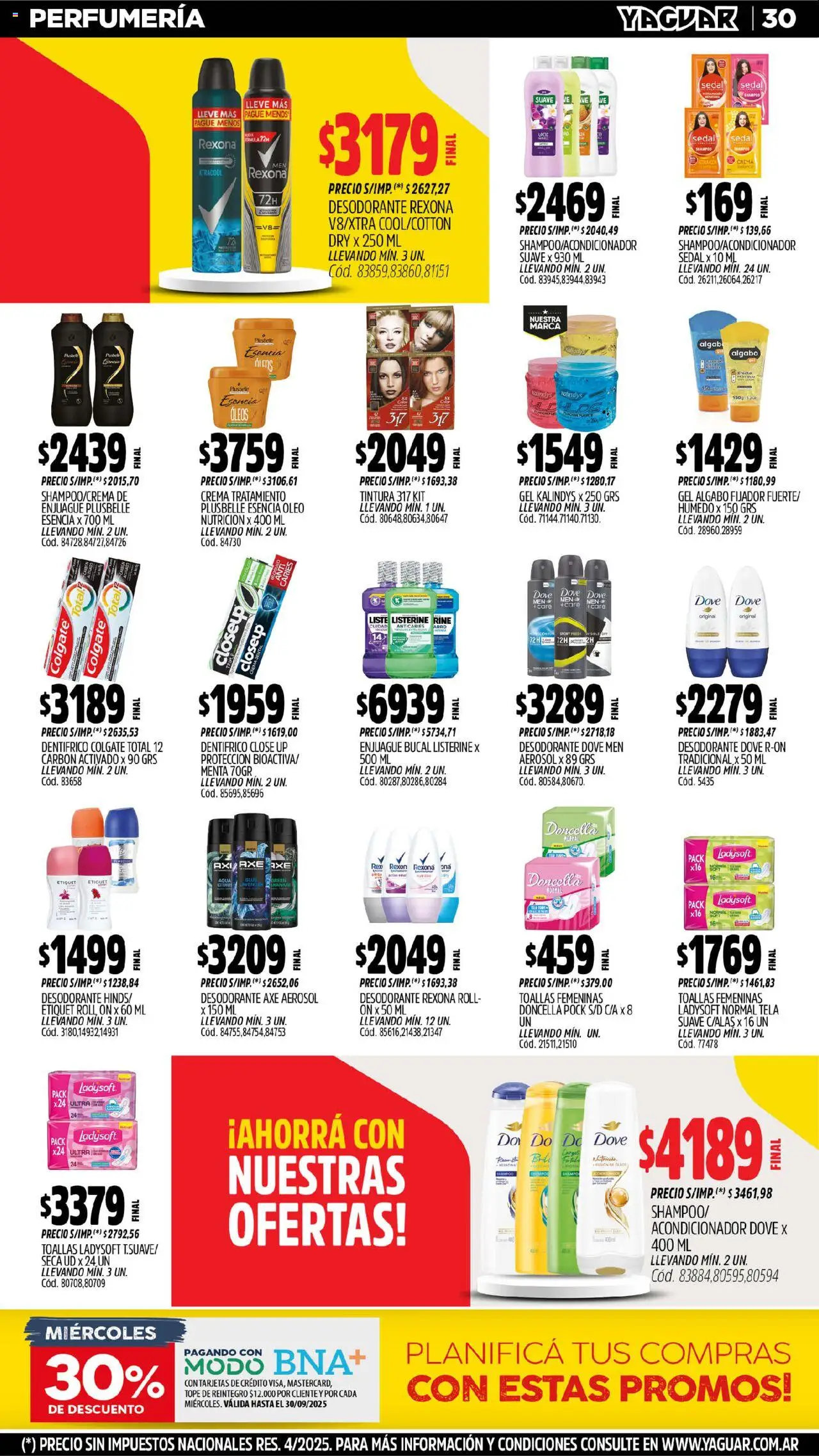 Yaguar - Córdoba │ válido desde el 08.09.2025 | Página: 32 | Productos: Toallas, Tintura, Fijador, Desodorante