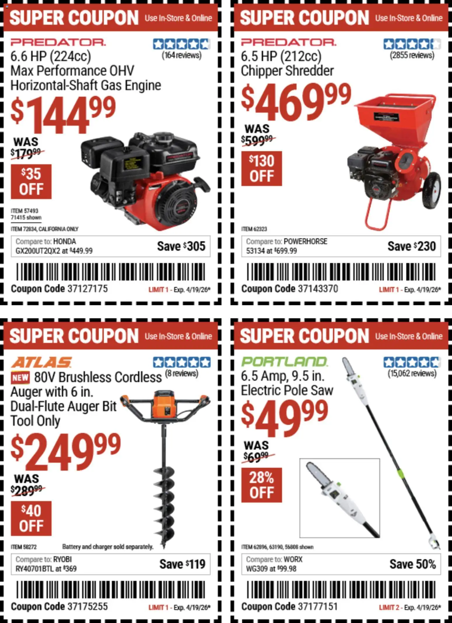Harbor Freight Spring Black Friday - valid from 14.04.2026 | Page: 34 | Products: Saw, Battery, Charger, Shredder