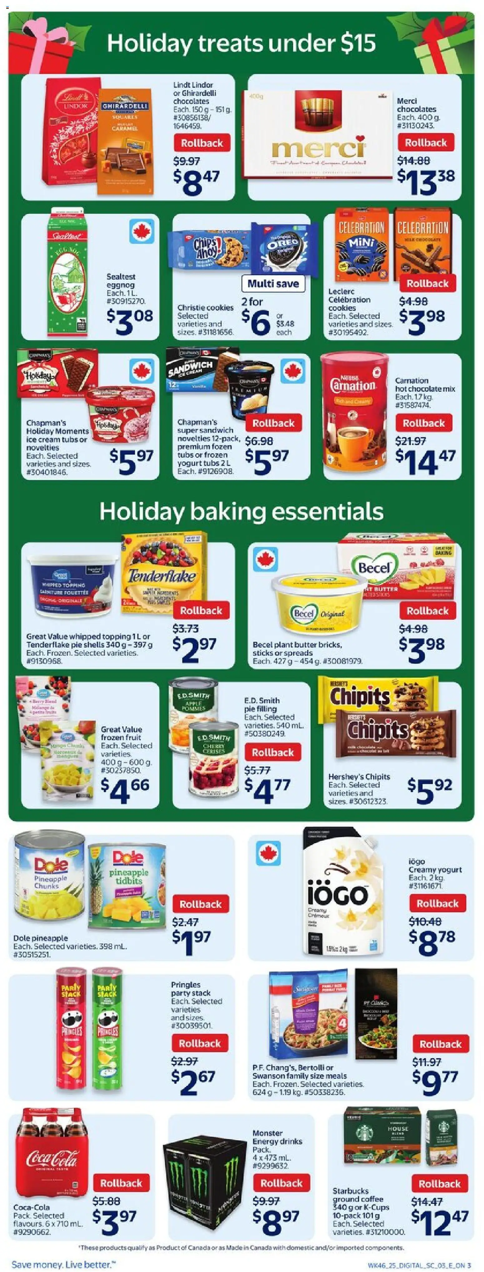 Walmart flyer valid from 11.12.2025 | Page: 6 | Products: Pineapple, Cookies, Milk, Yogurt