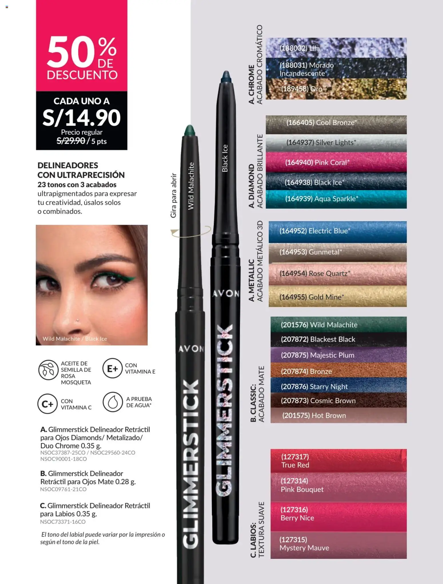 Catálogo Avon válido desde 31.01.2026 | Página: 18 | Productos: Delineador, Aceite