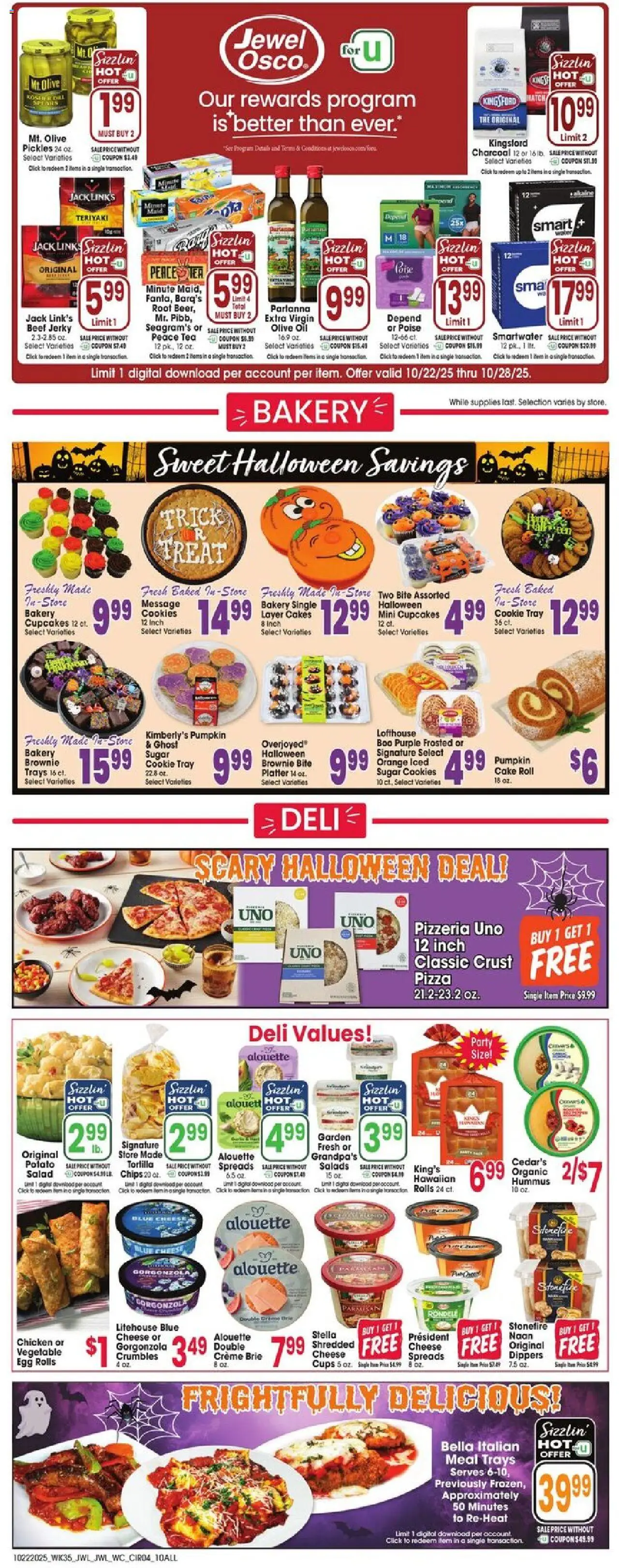 Jewel Osco Weekly Ad - IN - valid from 22.10.2025 | Page: 4 | Products: Bakery, Pizza, Chips, Sugar