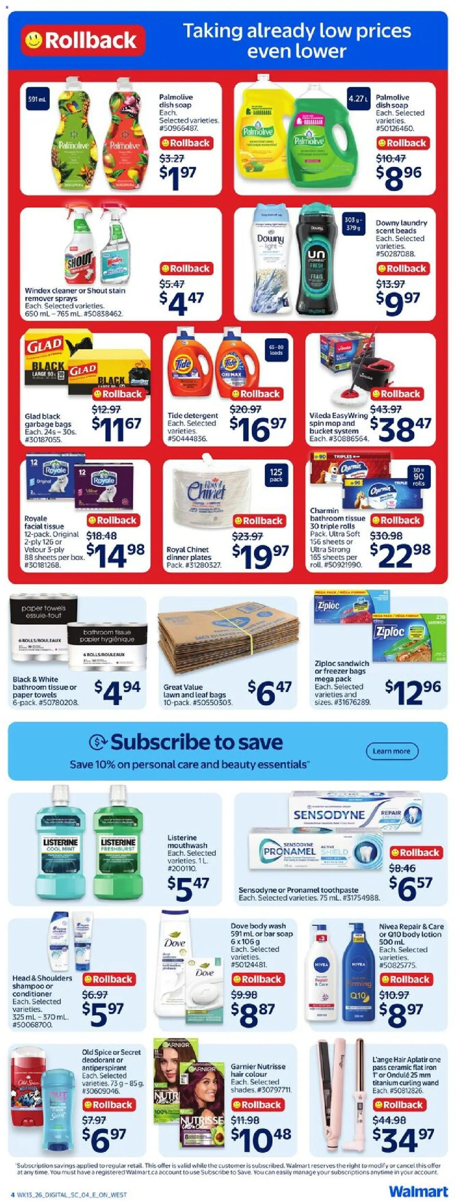 Walmart flyer valid from 23.04.2026 | Page: 8 | Products: Iron, Soap, Body wash, Detergent