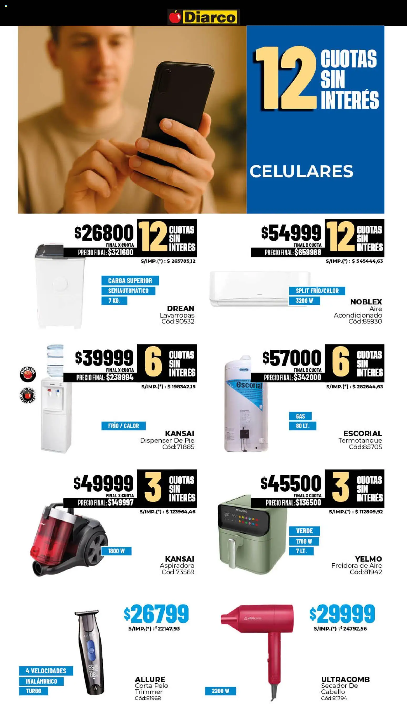 Diarco ofertas │ válido desde el 19.01.2026 | Página: 20 | Productos: Aspiradora, Freidora, Lavarropas, Termotanque