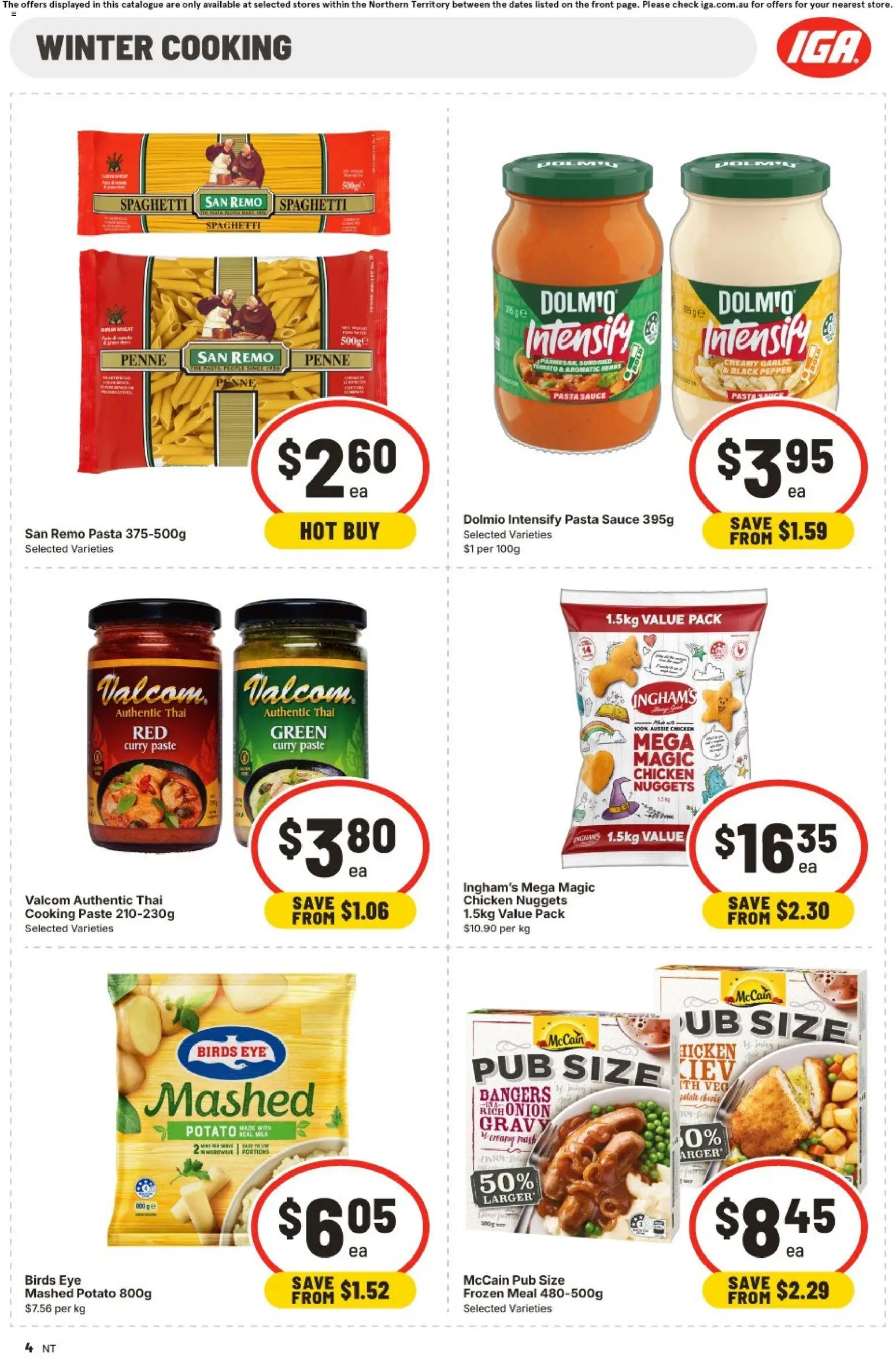 IGA catalogue - valid from 08.04.2026 | Page: 4 | Products: Curry, Pasta, Sauce, Garlic