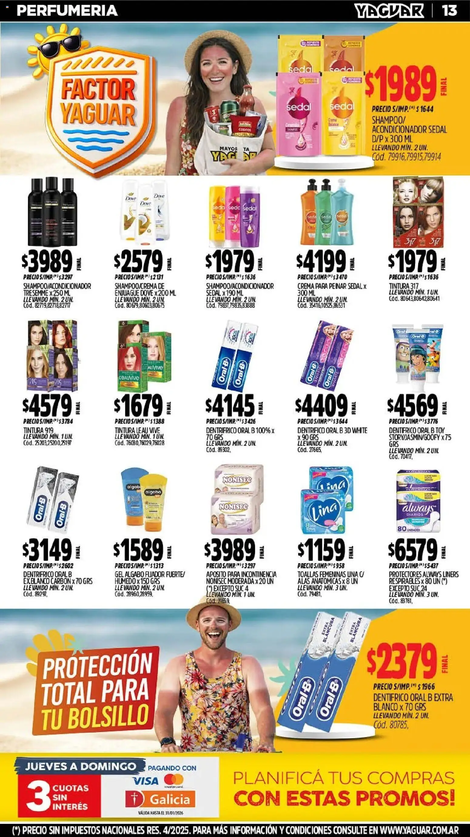 Yaguar - Oferta Semanal Misiones │ válido desde el 26.01.2026 | Página: 13 | Productos: Toallas, Tintura, Acondicionador, Crema