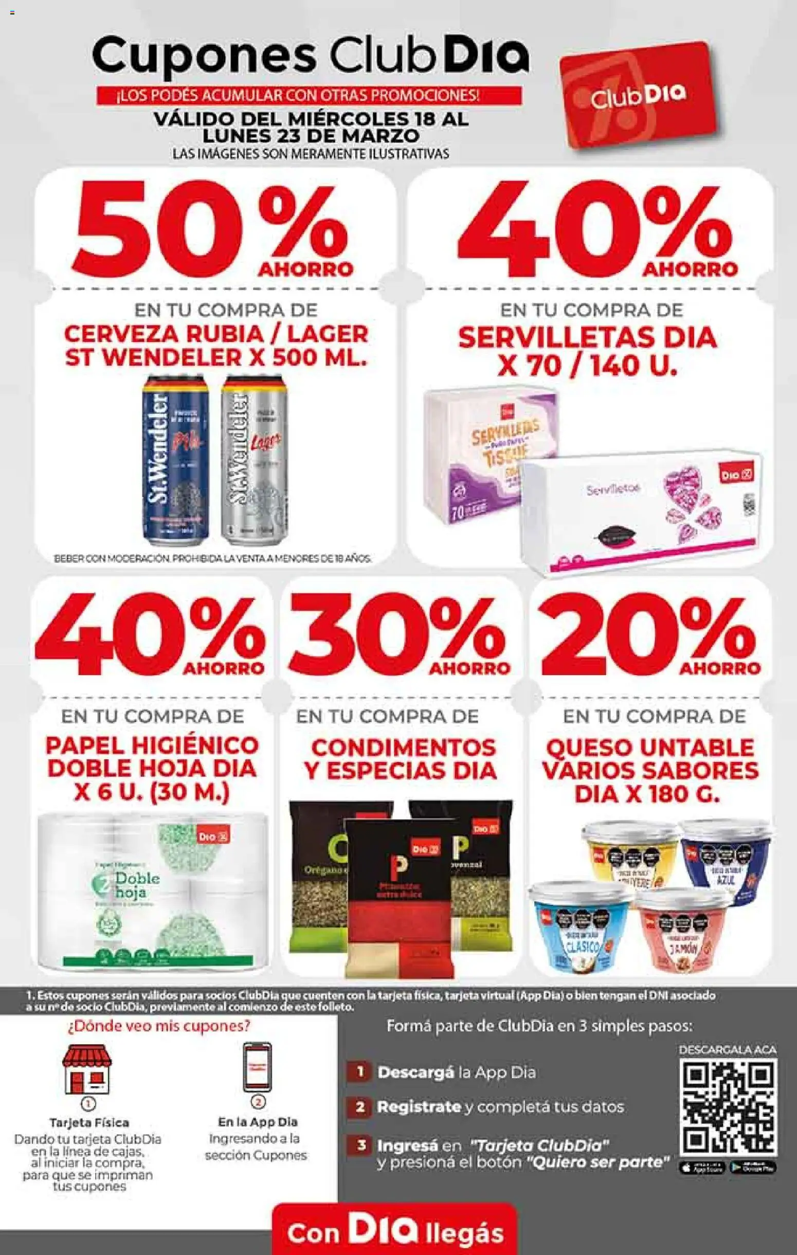 Supermercado DIA Ofertas │ válido desde el 18.03.2026 | Página: 12 | Productos: Papel higiénico, Servilletas, Queso, Cerveza