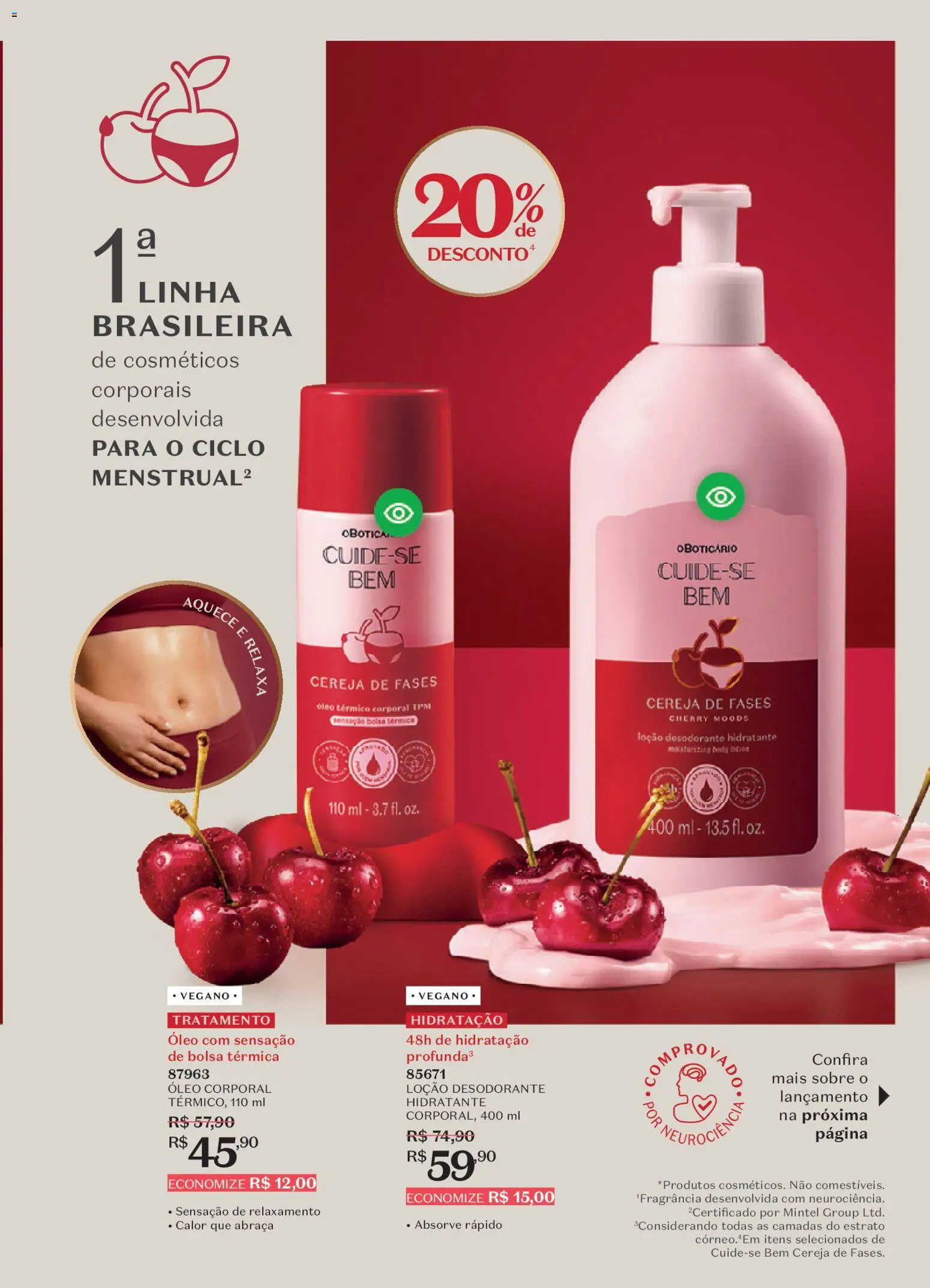 O Boticário Folheto - válido de 09.02.2026 | Página: 3 | Produtos: Cereja, Desodorante, Óleo, Bolsa