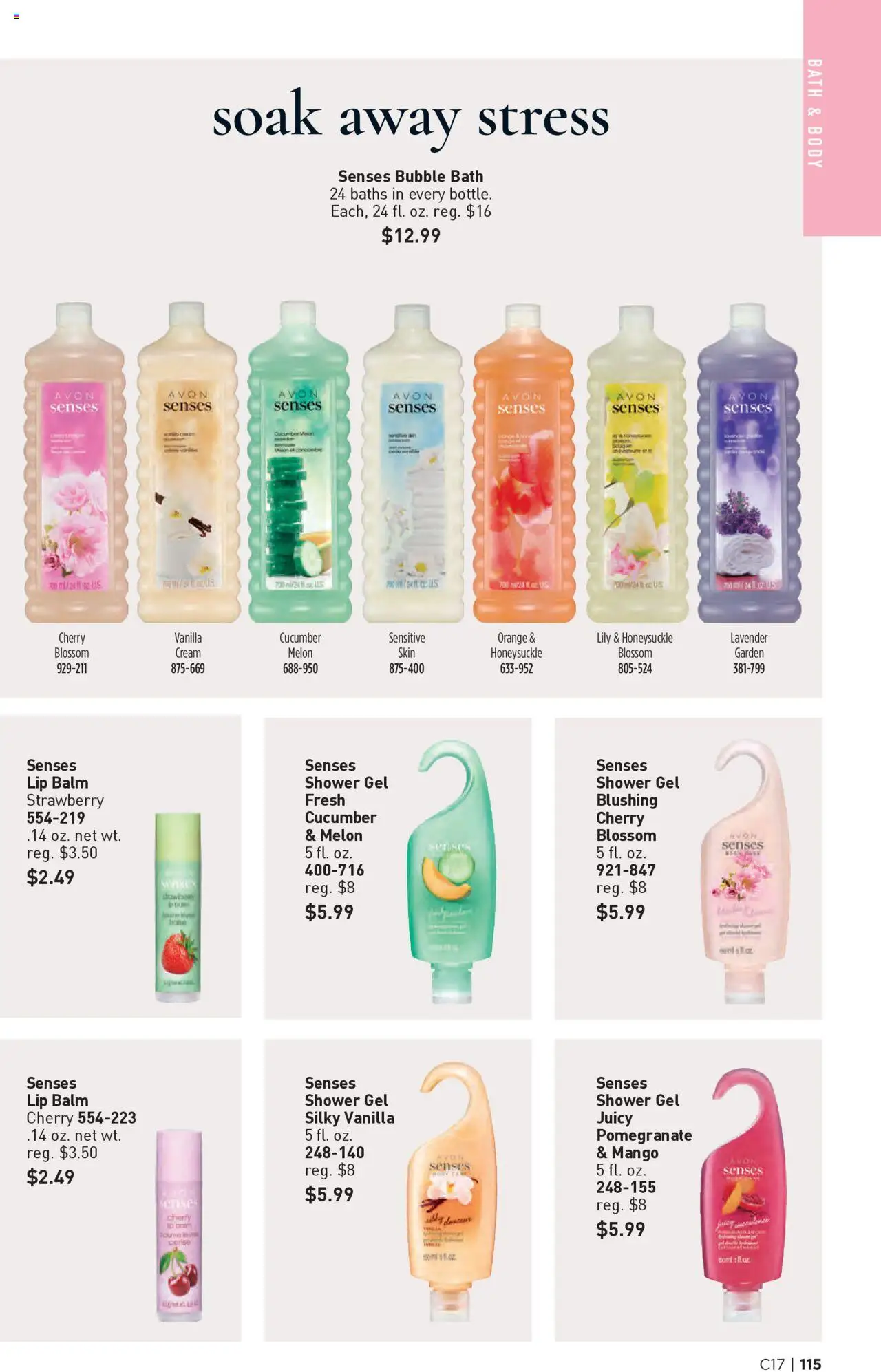 Avon Brochure - valid from 13.08.2025 | Page: 115 | Products: Bath, Shower, Shower gel, Cream