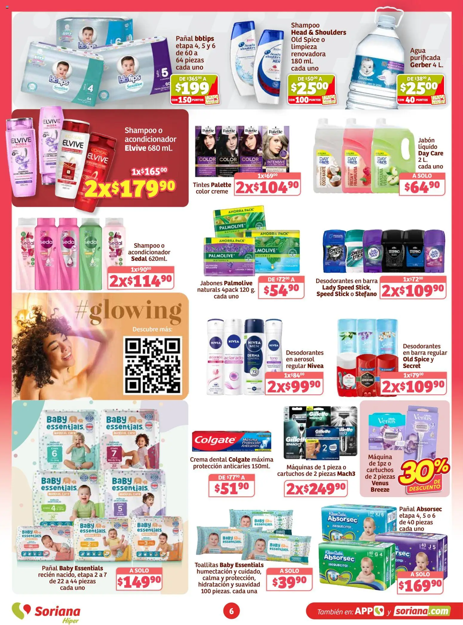 Nuevas ofertas de Soriana válidas en toda la República Mexicana desde el 12.03.2026. ¡Encuentra las mejores ofertas en Soriana  Folleto Soriana Híper Nacional! | Página: 6 | Productos: Agua, Barra, Acondicionador, Jabón