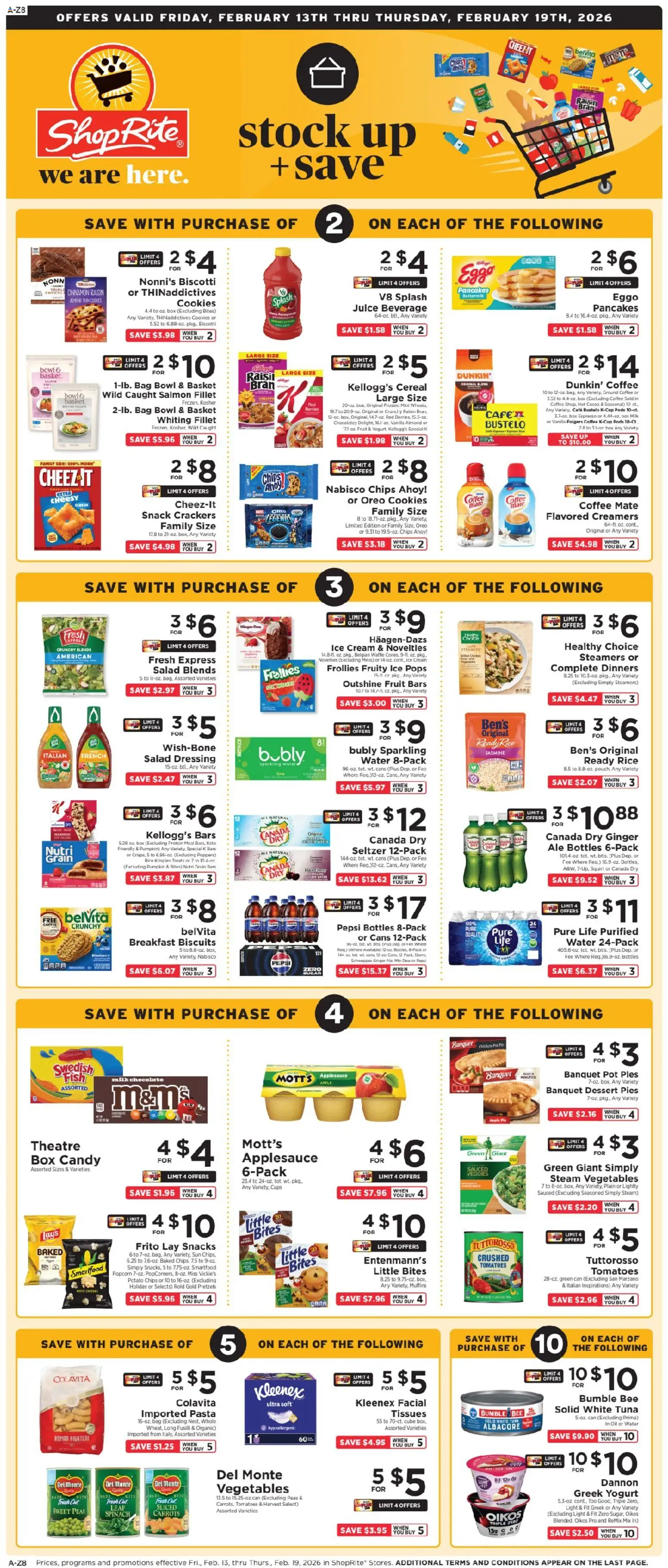 ShopRite Weekly Ad - valid from 13.02.2026 | Page: 1 | Products: Spinach, Coffee, Ice cream, Water