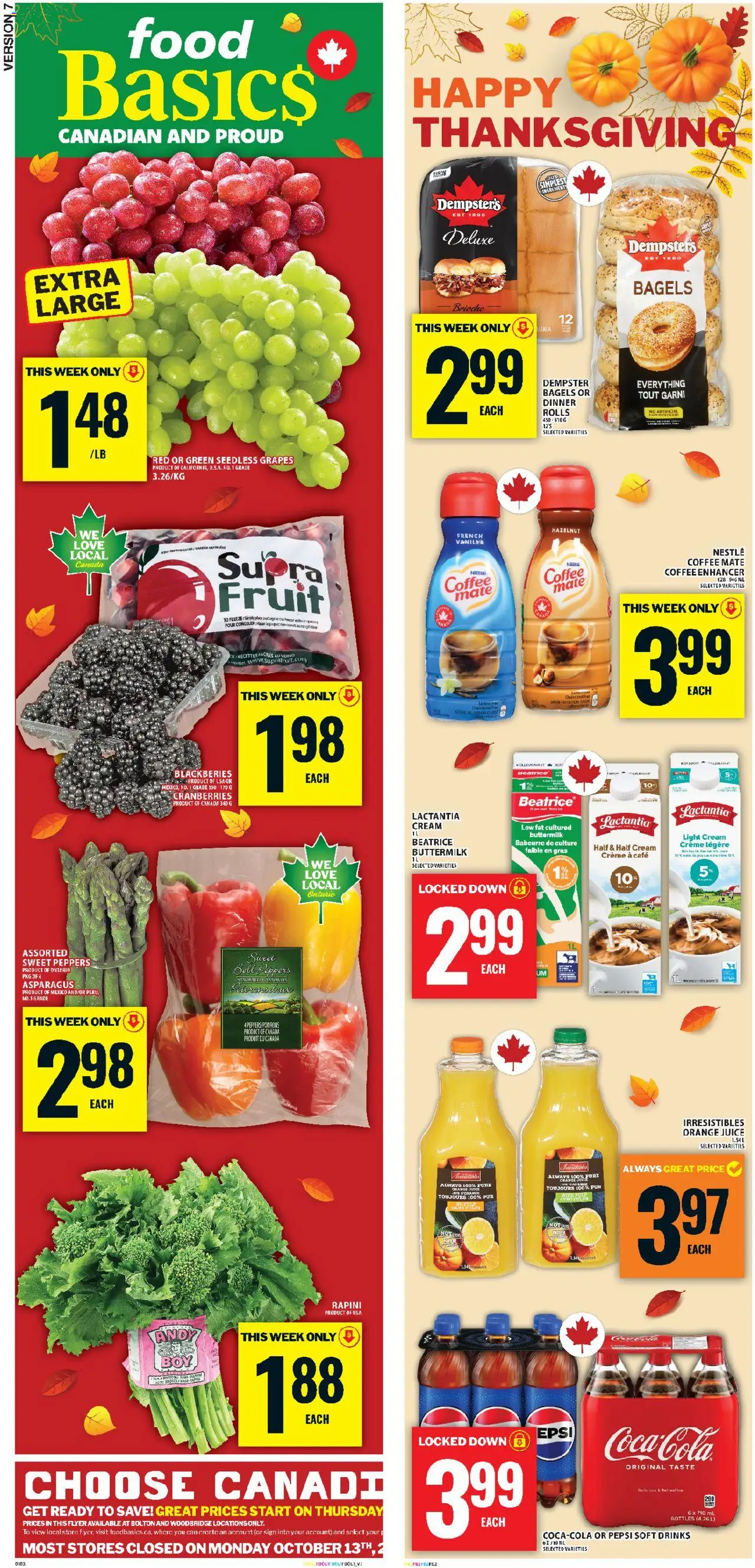 Food Basics flyer valid from 09.10.2025 | Page: 2 | Products: Cream, Coffee, Juice